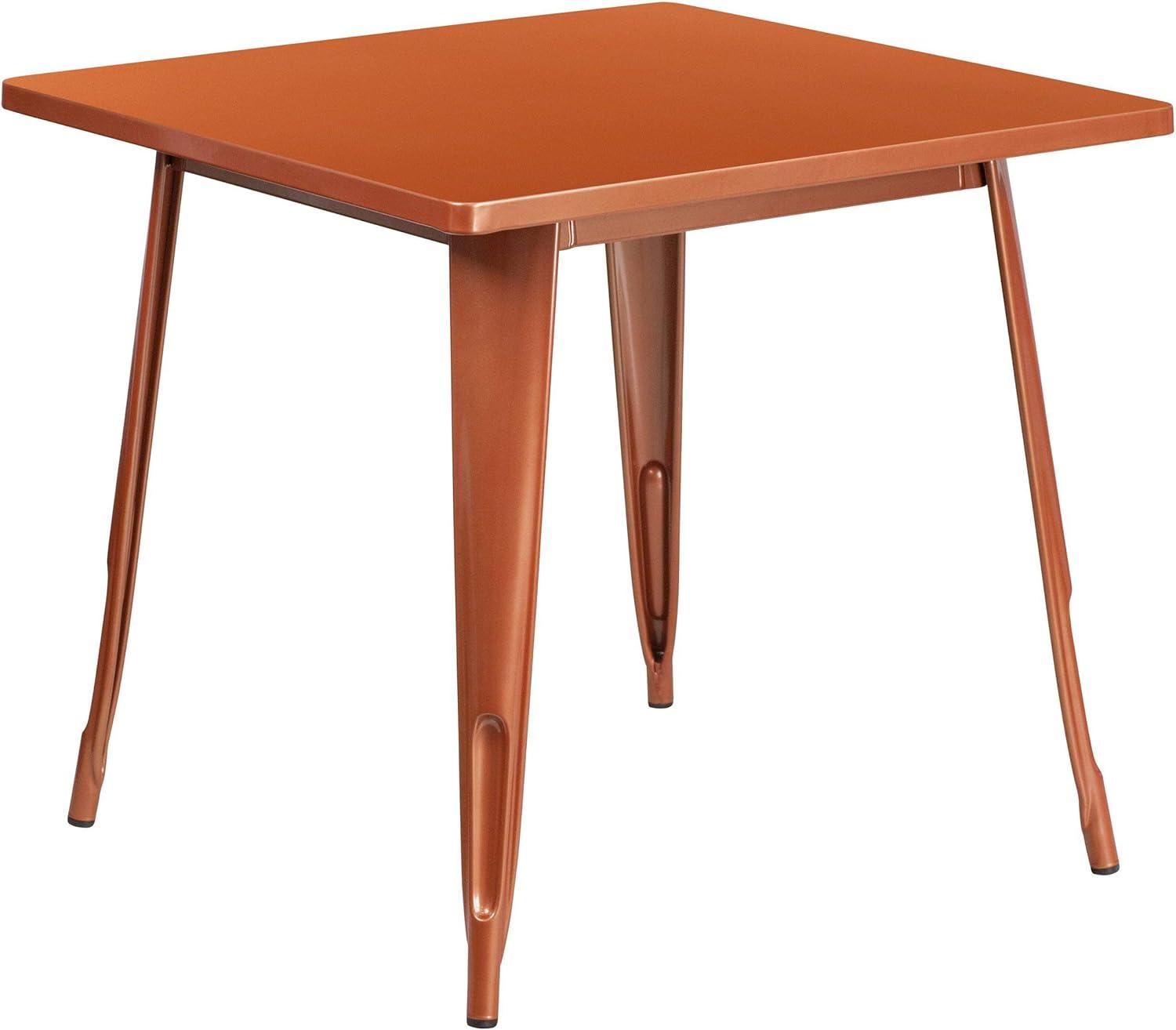 imageFlash Furniture Felix Commercial Grade 315quot Square White Metal IndoorOutdoor TableOrange