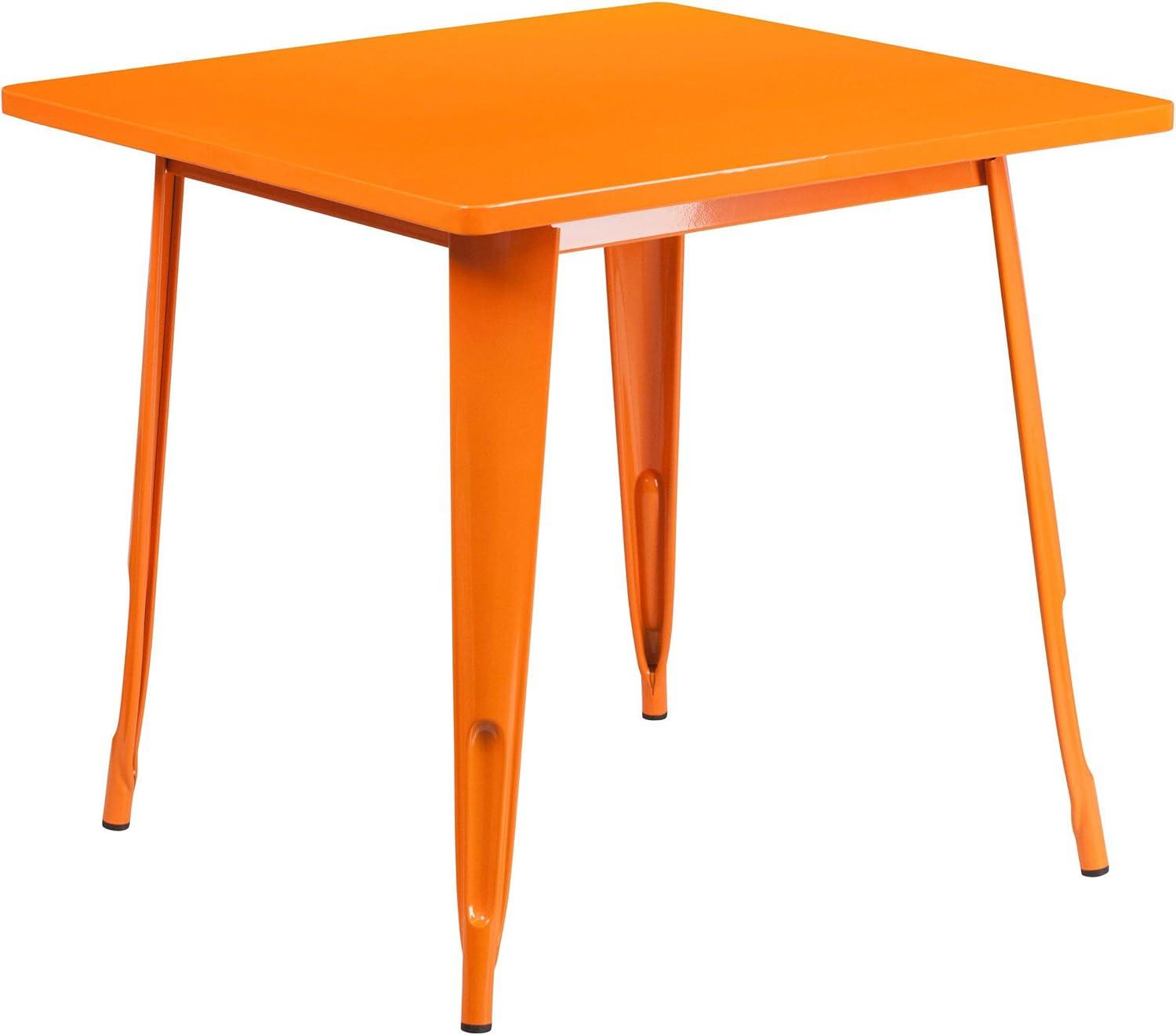 imageFlash Furniture Felix Commercial Grade 315quot Square White Metal IndoorOutdoor TableOrange