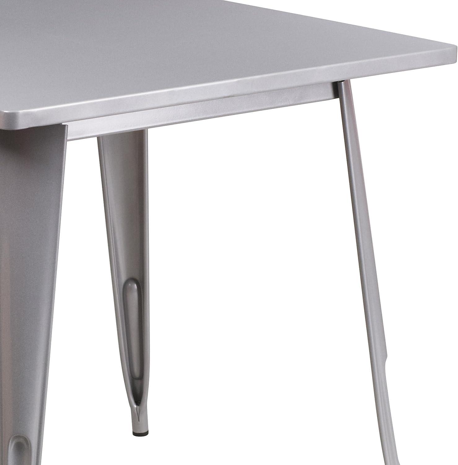 imageFlash Furniture Felix Commercial Grade 315quot Square White Metal IndoorOutdoor TableSilver