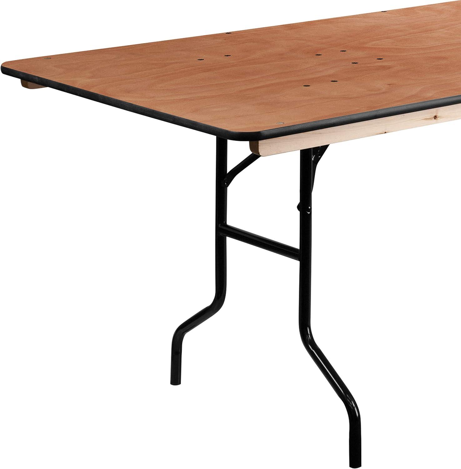 imageFlash Furniture Fielder 8 Rectangular AllOccasion Wood Folding Event Table Foldable Portable Banquet Table with Wooden Top NaturalBlack