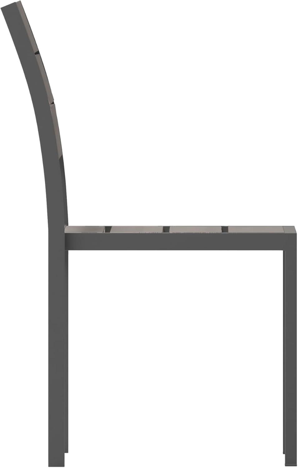 imageFlash Furniture Finch Commercial Grade Armless Patio Chair Stackable Side Chair with Faux Teak Poly Slats and Metal Frame GrayGrayGrey