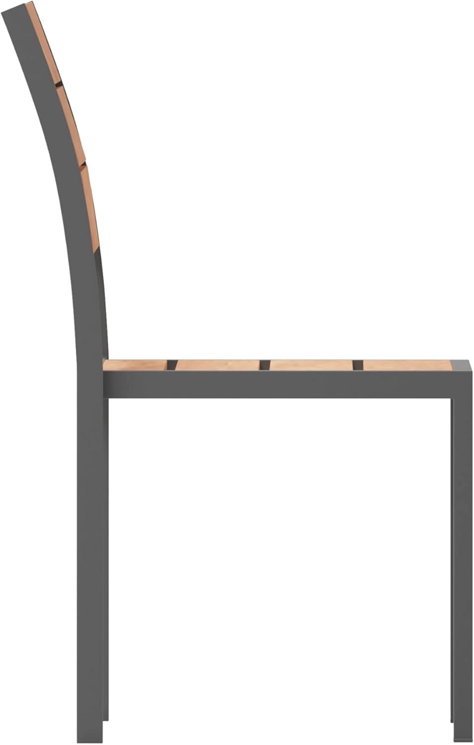 imageFlash Furniture Finch Commercial Grade Armless Patio Chair Stackable Side Chair with Faux Teak Poly Slats and Metal Frame GrayGrayNatural