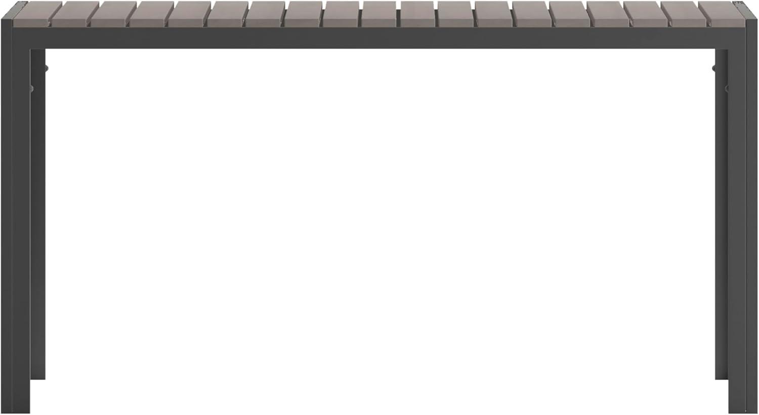 imageFlash Furniture Finch Commercial Grade Outdoor Dining Table 55quot x 31quot with Faux Teak Poly Slats and Metal Frame NaturalGrayGray TopGray Frame