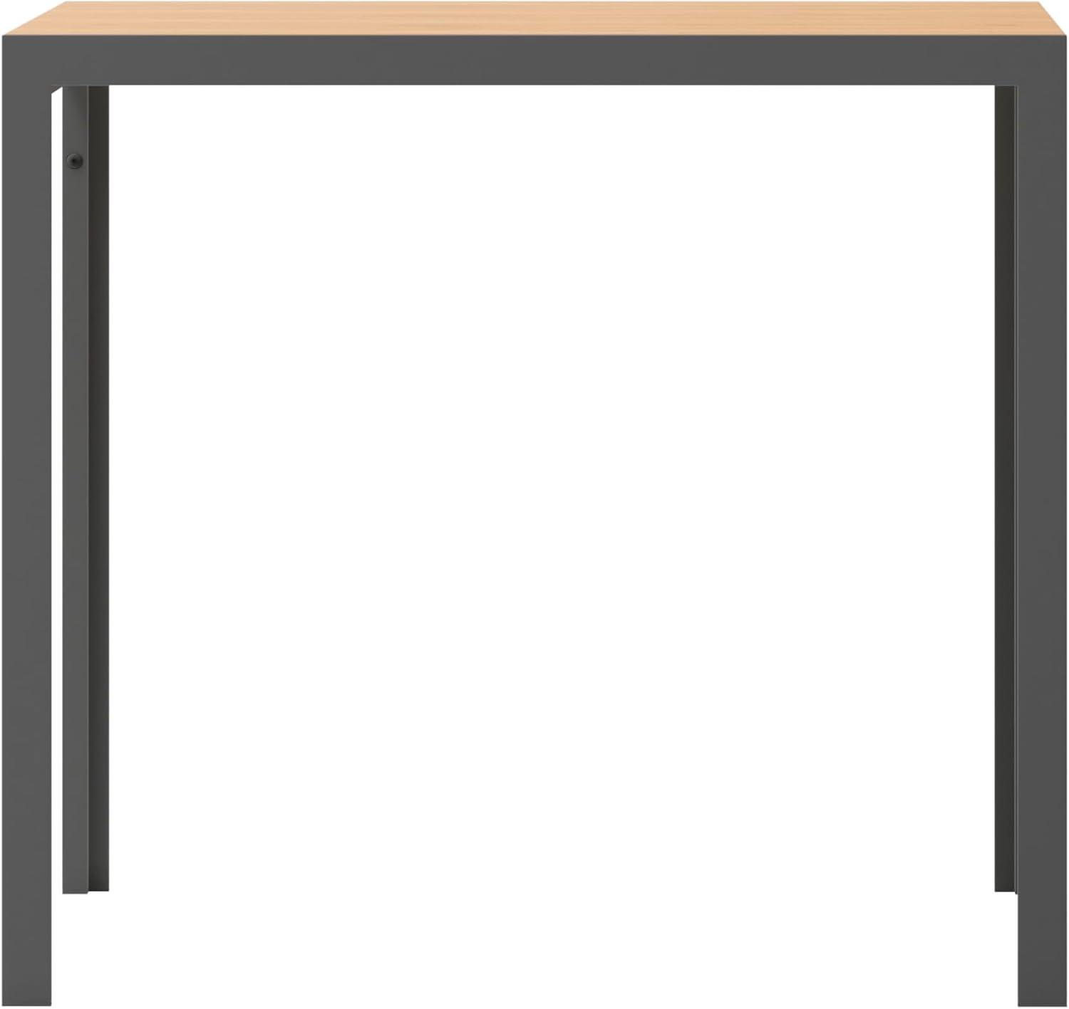imageFlash Furniture Finch Commercial Grade Outdoor Dining Table 55quot x 31quot with Faux Teak Poly Slats and Metal Frame NaturalGrayNatural TopGray Frame