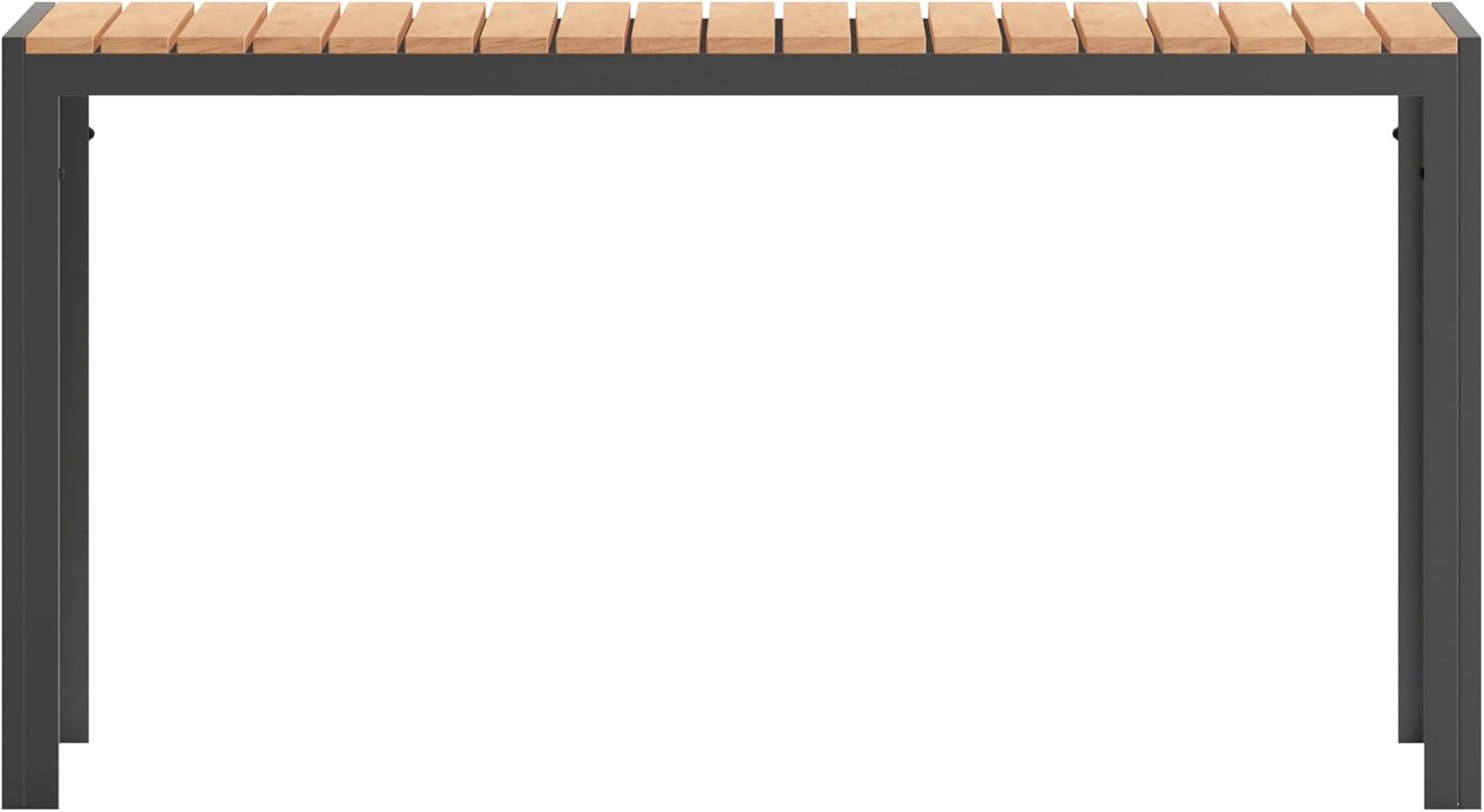 imageFlash Furniture Finch Commercial Grade Outdoor Dining Table 55quot x 31quot with Faux Teak Poly Slats and Metal Frame NaturalGrayNatural TopGray Frame
