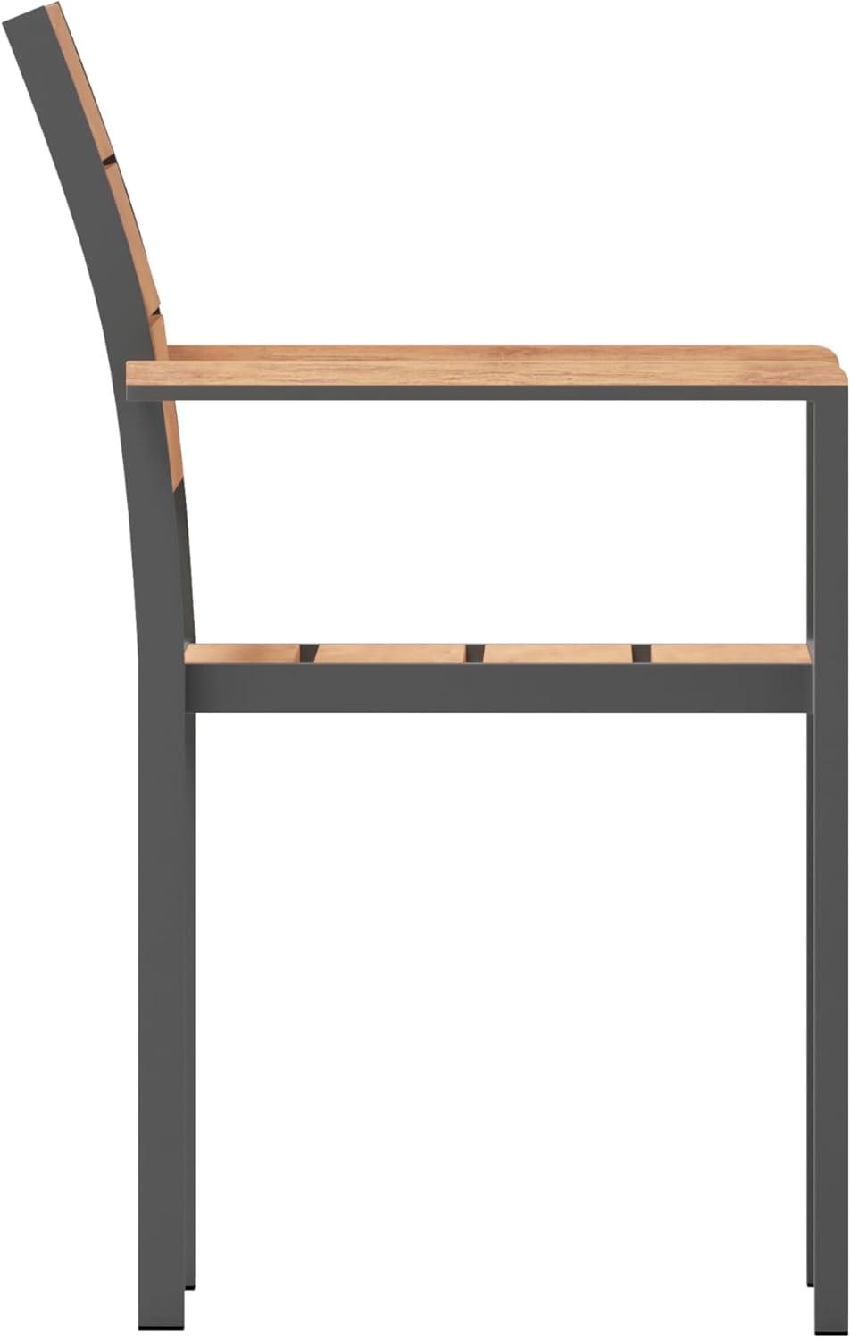 imageFlash Furniture Finch Commercial Grade Patio Chair with Arms Stackable Side Chair with Faux Teak Poly Slats and Metal Frame NaturalGrayNatural