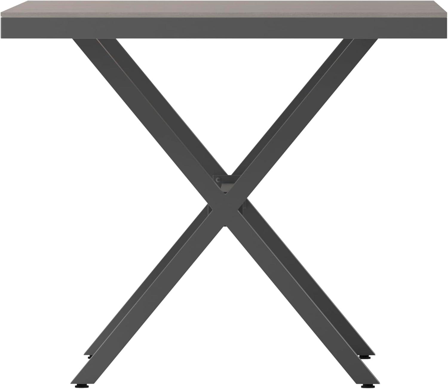 imageFlash Furniture Finch Commercial Grade XFrame Outdoor Dining Table 59quot x 355quot with Faux Teak Poly Slats and Metal Frame GrayGrayGray TopGray Frame