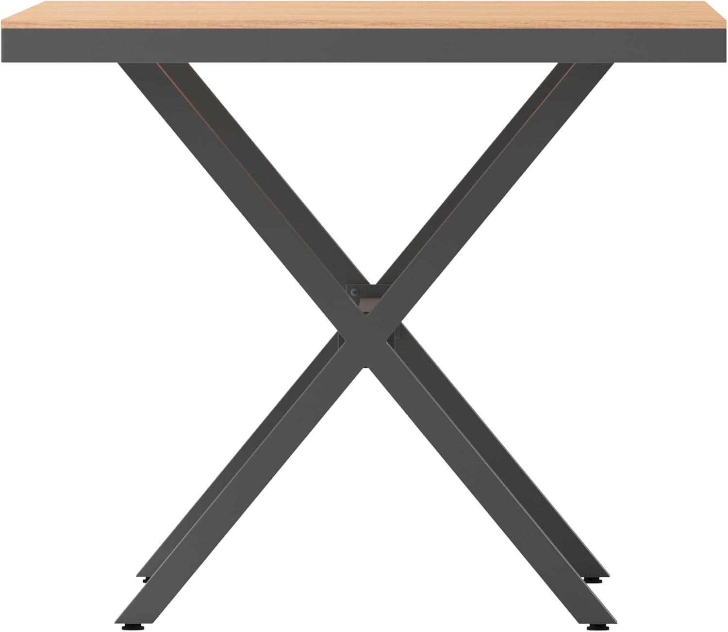 imageFlash Furniture Finch Commercial Grade XFrame Outdoor Dining Table 59quot x 355quot with Faux Teak Poly Slats and Metal Frame GrayGrayNatural TopGray Frame