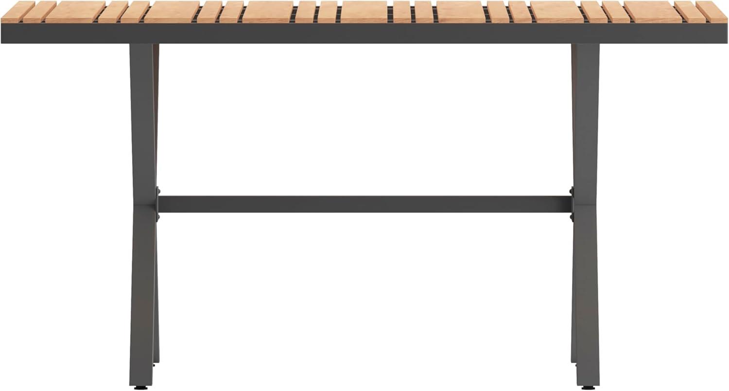 imageFlash Furniture Finch Commercial Grade XFrame Outdoor Dining Table 59quot x 355quot with Faux Teak Poly Slats and Metal Frame GrayGrayNatural TopGray Frame