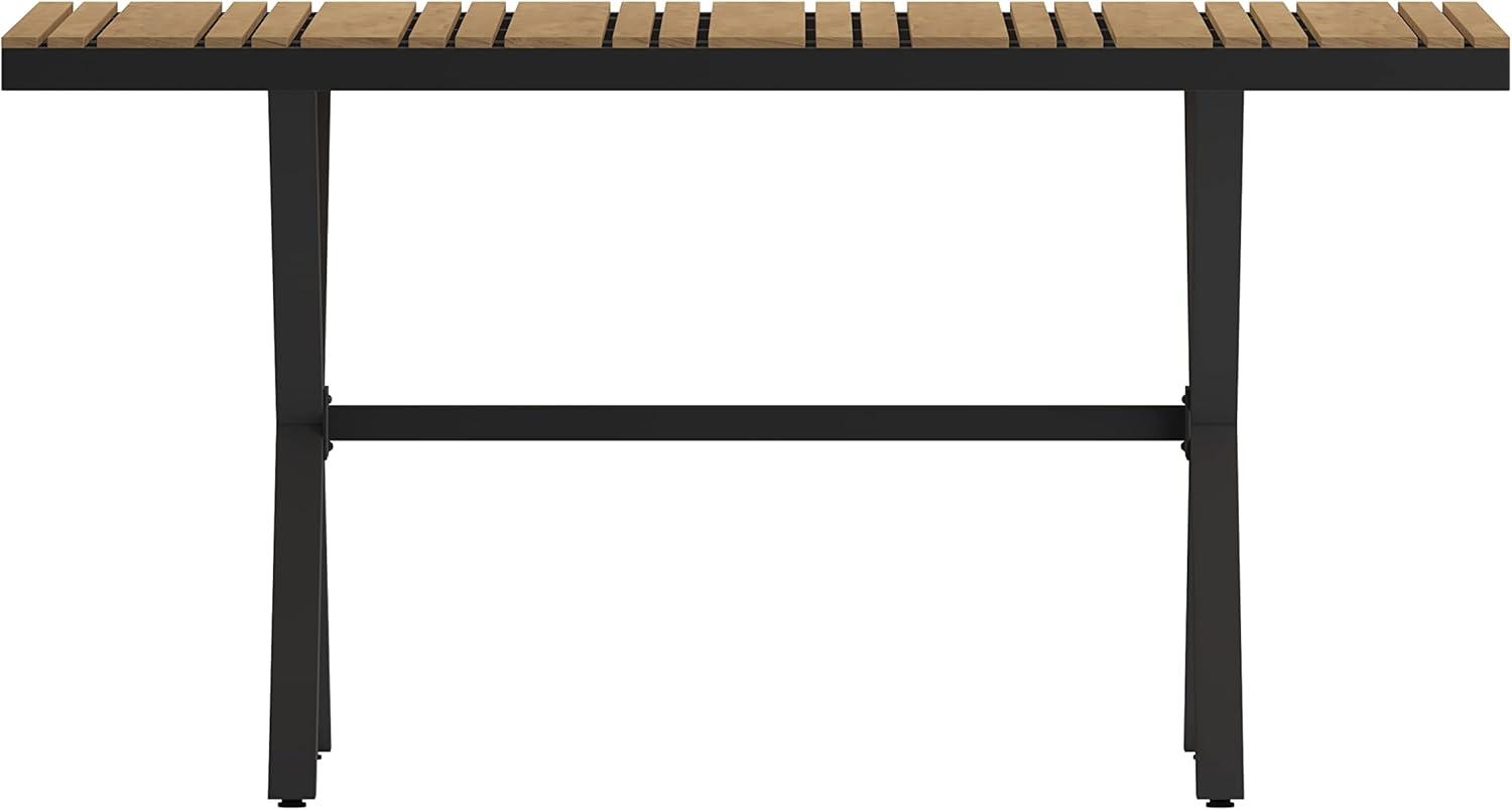imageFlash Furniture Finch Commercial Grade XFrame Outdoor Dining Table 59quot x 355quot with Faux Teak Poly Slats and Metal Frame GrayGrayNatural TopGray Frame