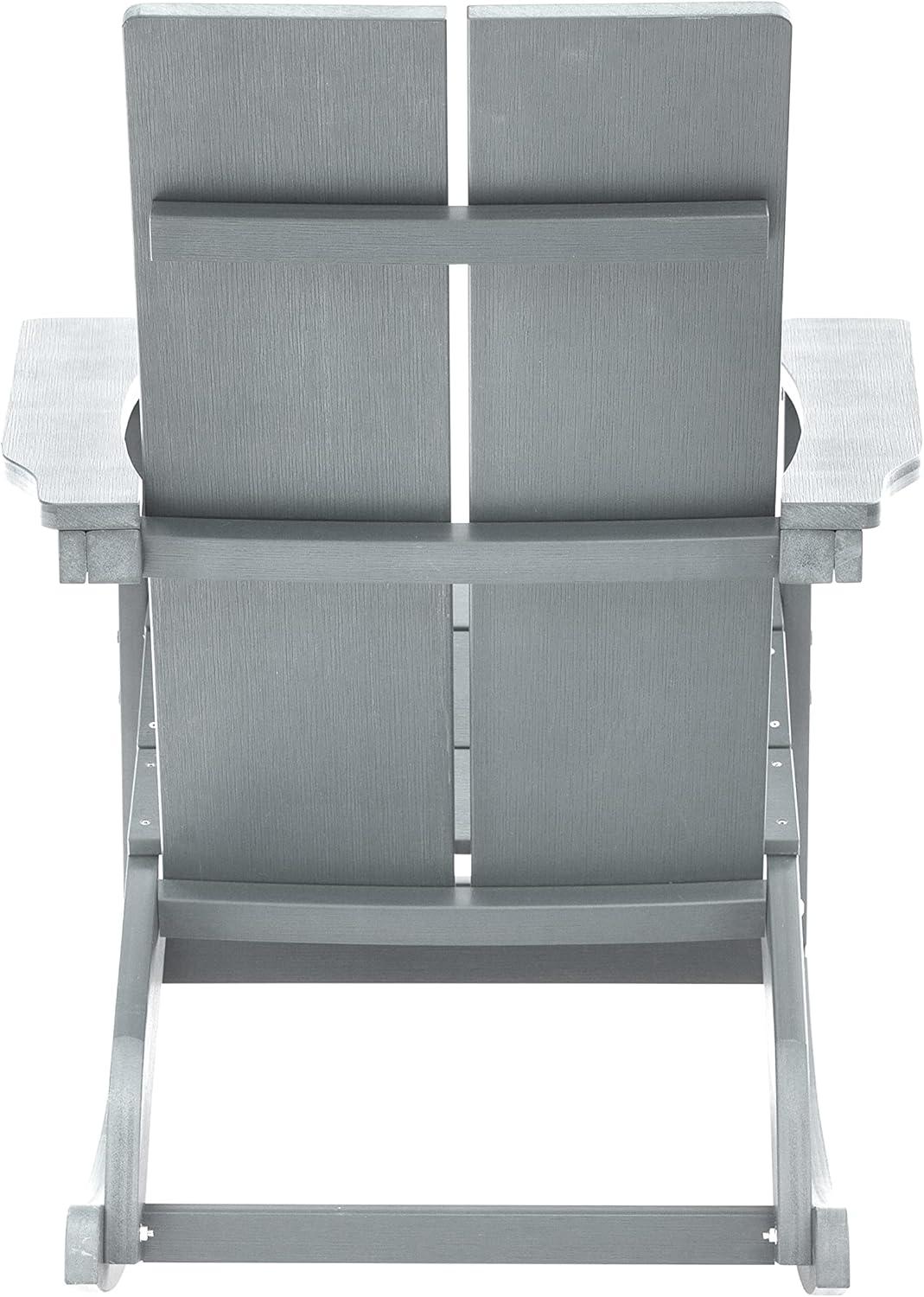 imageFlash Furniture Finn Modern Commercial Grade Poly Resin Wood Adirondack Rocking Chair All Weather Red Polystyrene Dual Slat Back Stainless Steel HardwareGrey