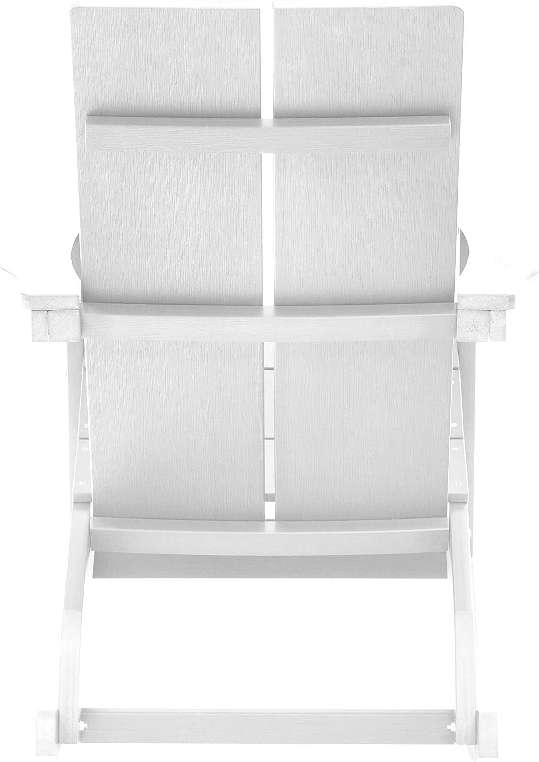 imageFlash Furniture Finn Modern Commercial Grade Poly Resin Wood Adirondack Rocking Chair All Weather Red Polystyrene Dual Slat Back Stainless Steel HardwareWhite