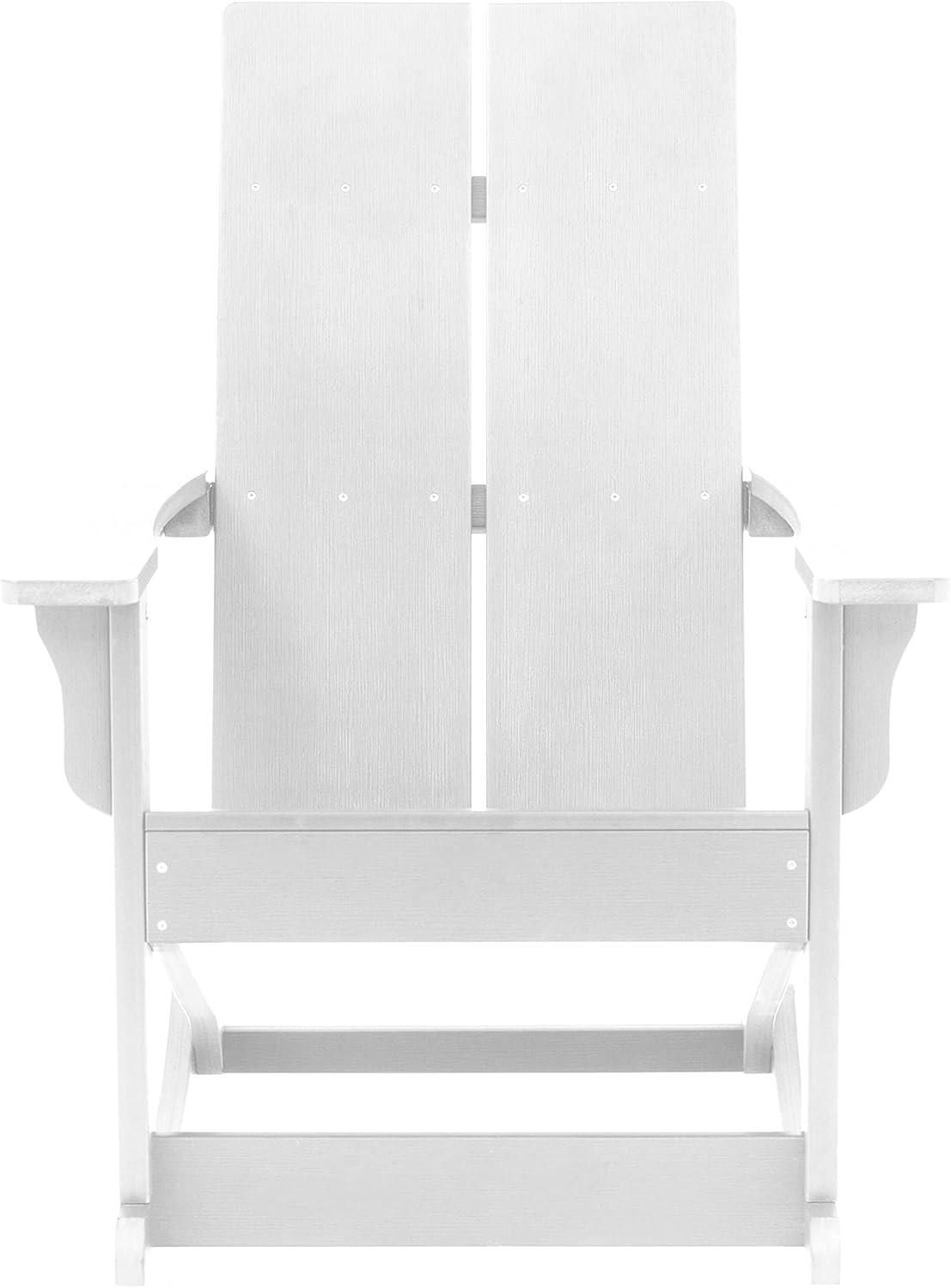imageFlash Furniture Finn Modern Commercial Grade Poly Resin Wood Adirondack Rocking Chair All Weather Red Polystyrene Dual Slat Back Stainless Steel HardwareWhite