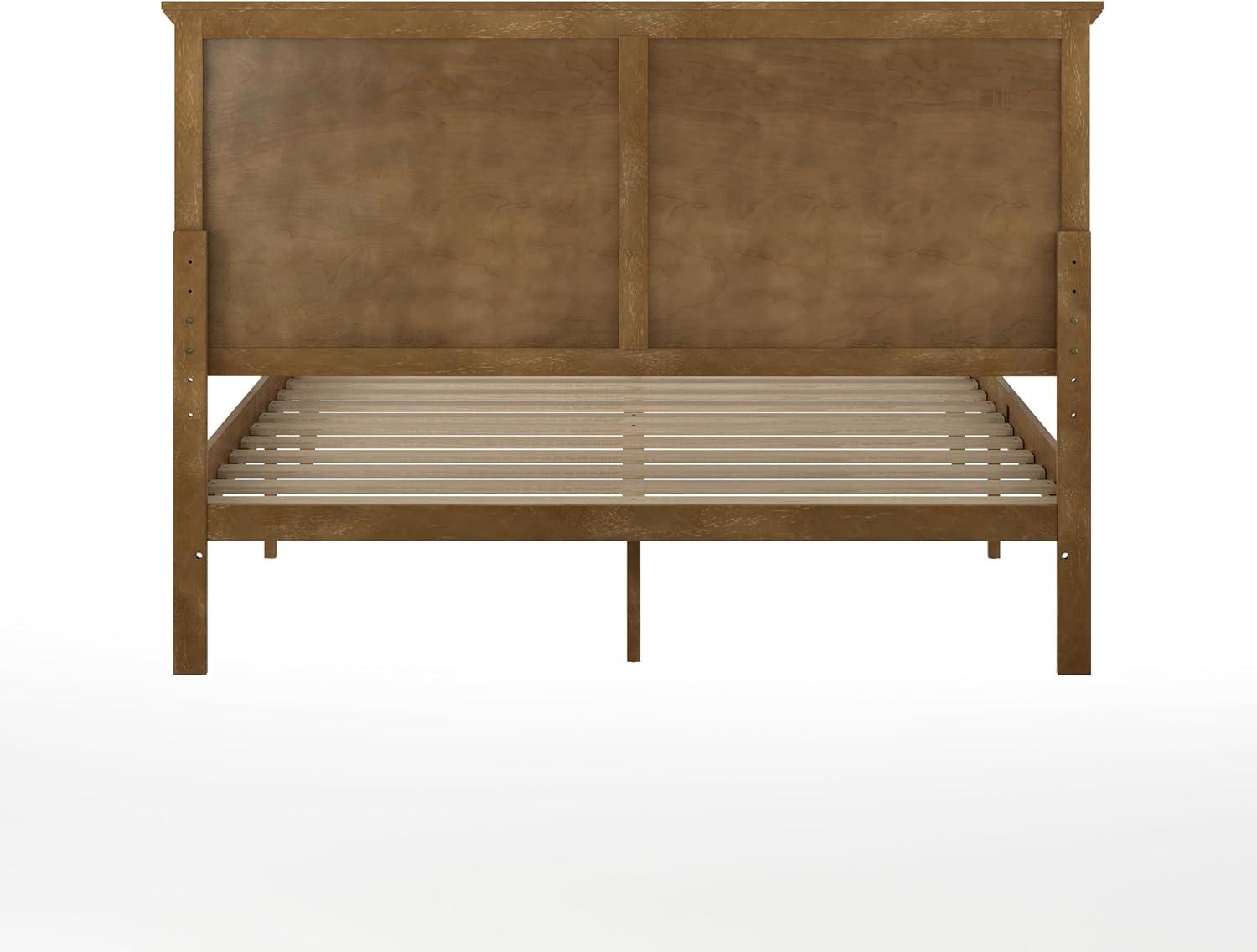 imageFlash Furniture Fiona King Wood Platform Bed Frame Solid Wood Construction Headboard Footboard Slatted Bottom Light BrownLight Brown