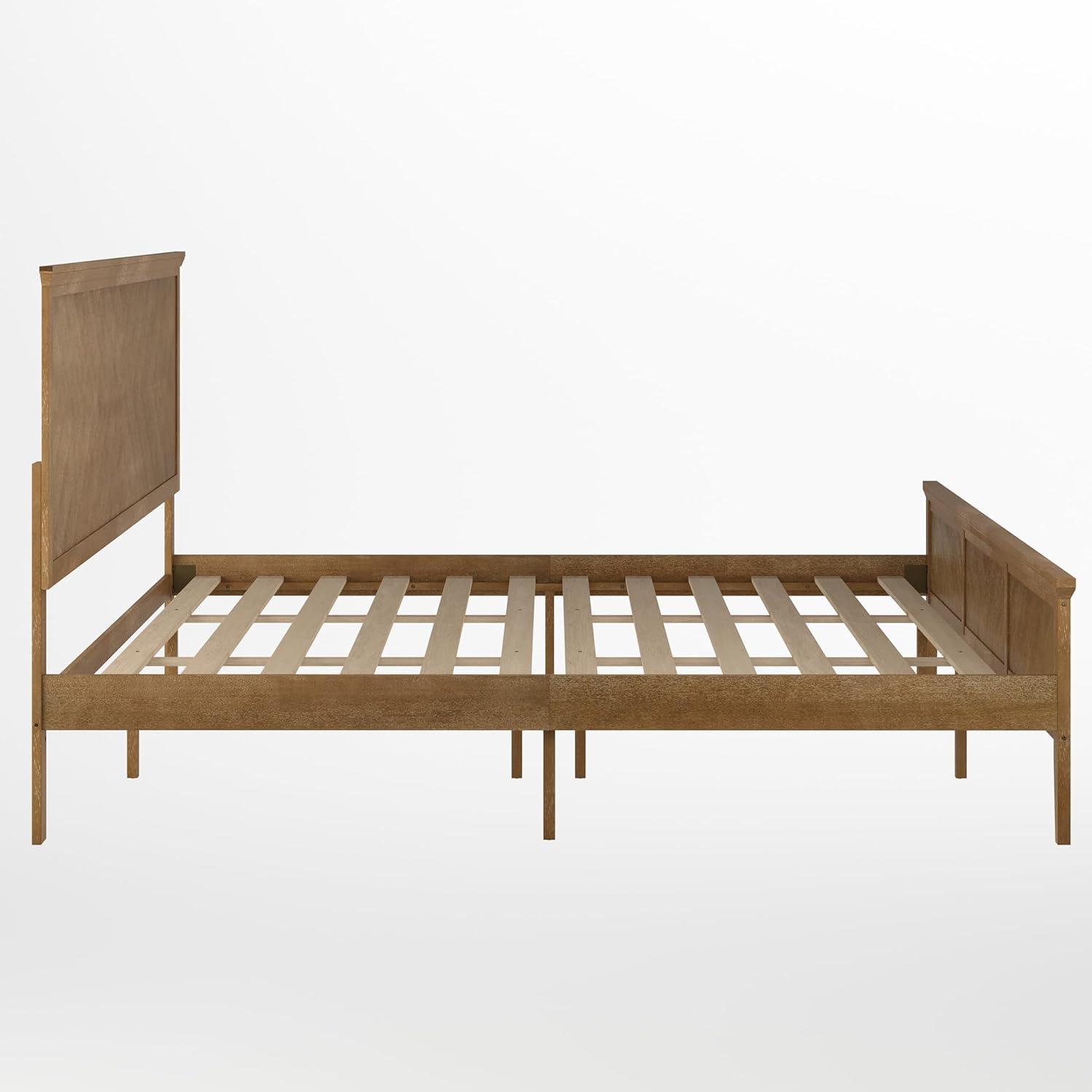 imageFlash Furniture Fiona King Wood Platform Bed Frame Solid Wood Construction Headboard Footboard Slatted Bottom Light BrownLight Brown