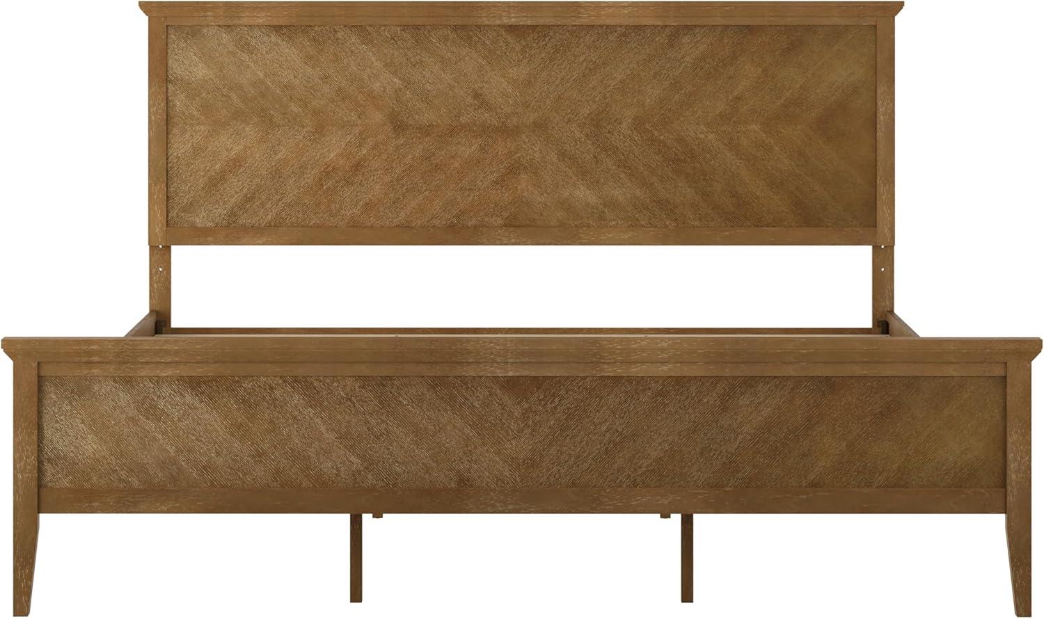 imageFlash Furniture Fiona King Wood Platform Bed Frame Solid Wood Construction Headboard Footboard Slatted Bottom Light BrownLight Brown