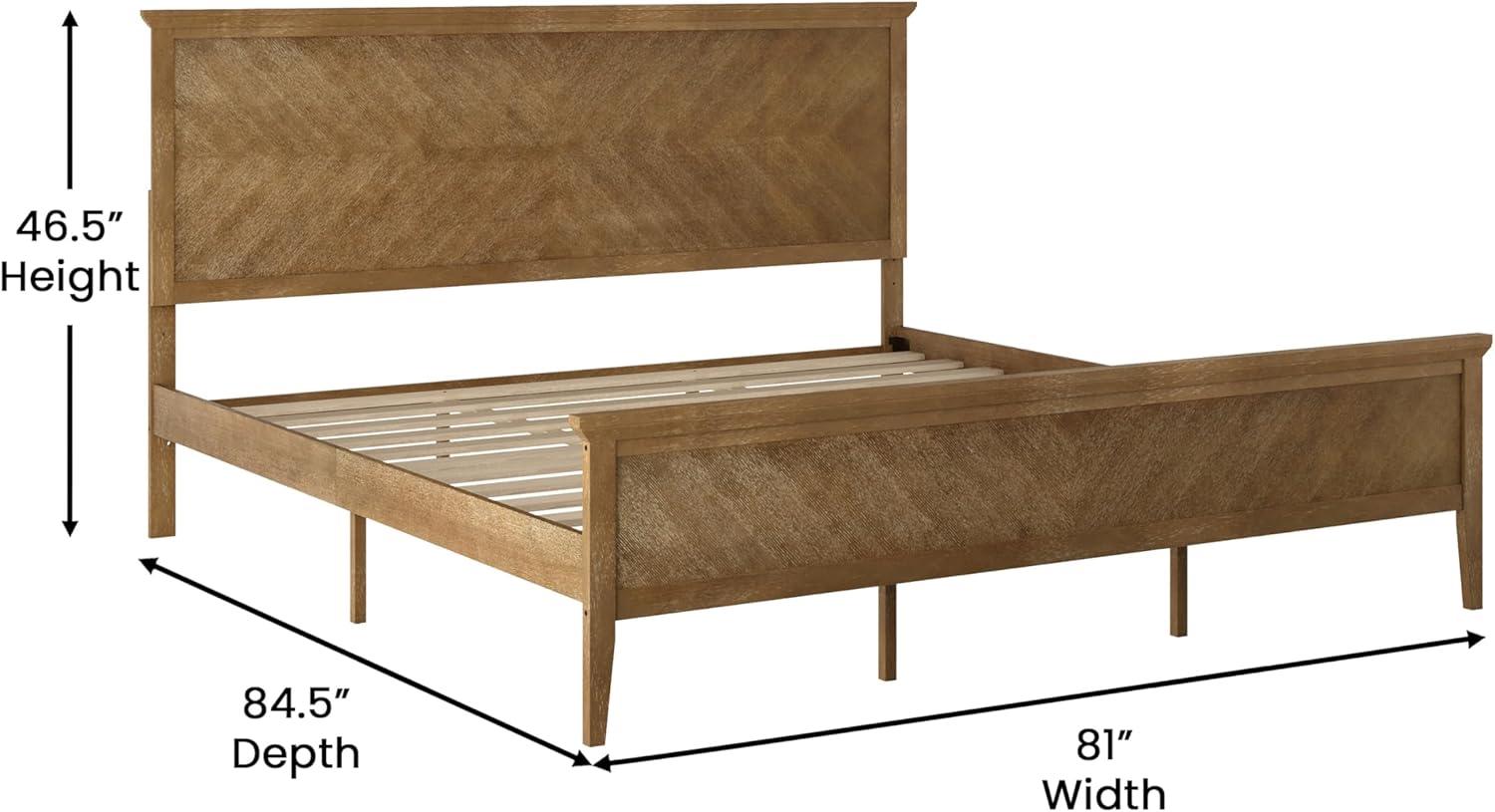 imageFlash Furniture Fiona King Wood Platform Bed Frame Solid Wood Construction Headboard Footboard Slatted Bottom Light BrownLight Brown