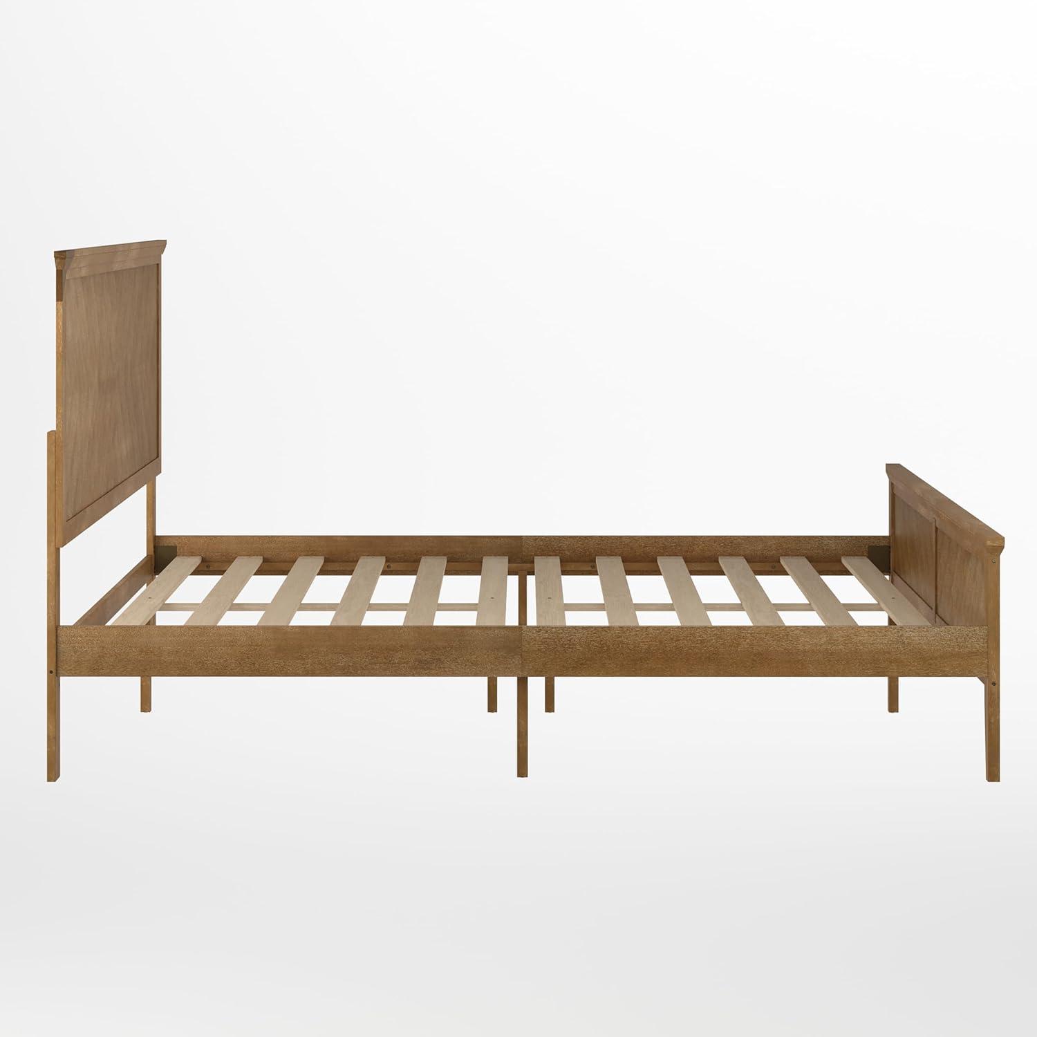 imageFlash Furniture Fiona King Wood Platform Bed Frame Solid Wood Construction Headboard Footboard Slatted Bottom Light BrownLight Brown