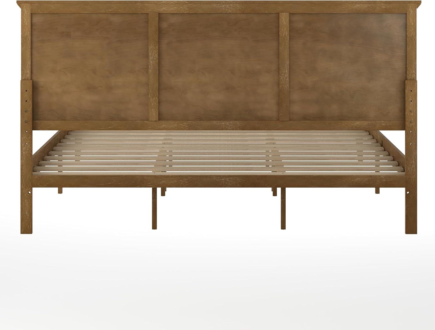 imageFlash Furniture Fiona King Wood Platform Bed Frame Solid Wood Construction Headboard Footboard Slatted Bottom Light BrownLight Brown
