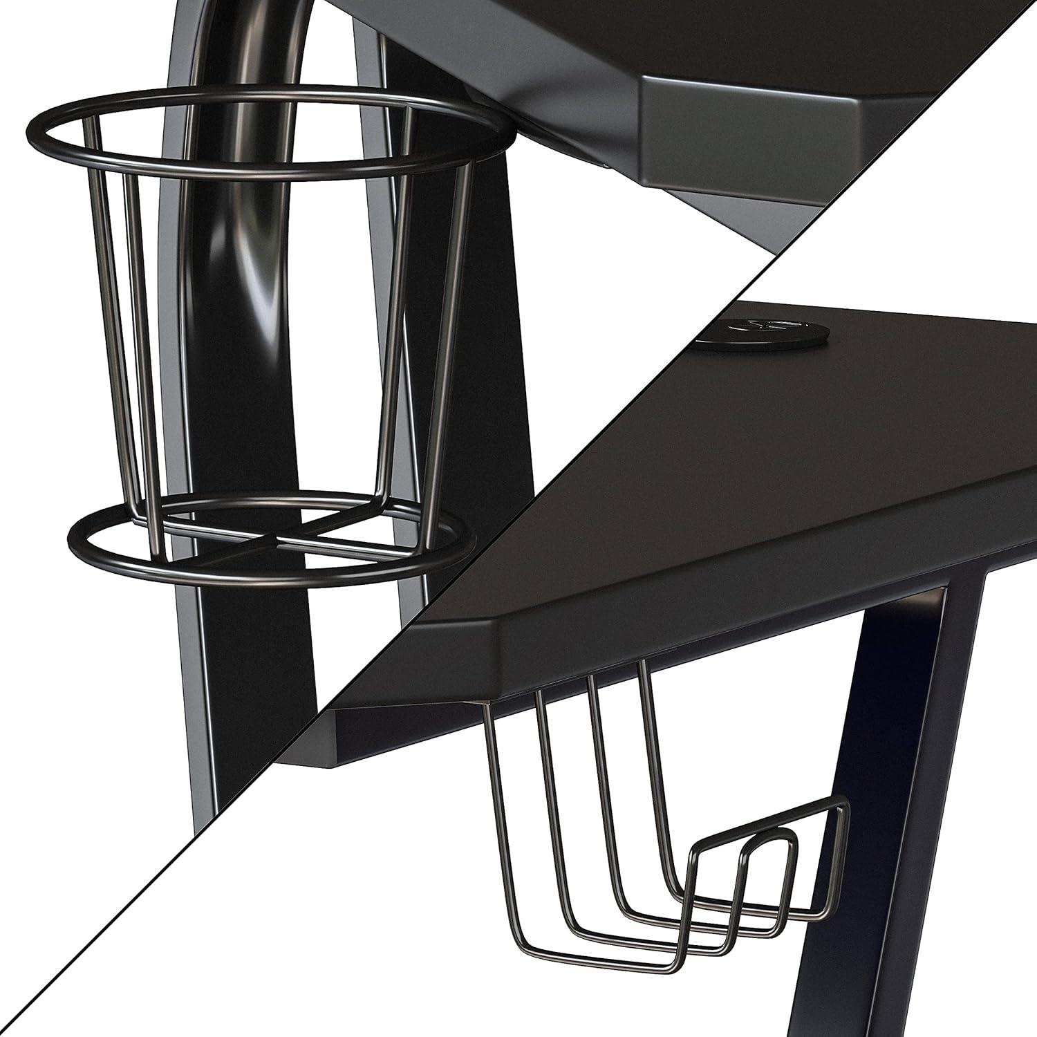 imageFlash Furniture Fisher Red Gaming Ergonomic Desk with Cup Holder and Headphone HookBlack