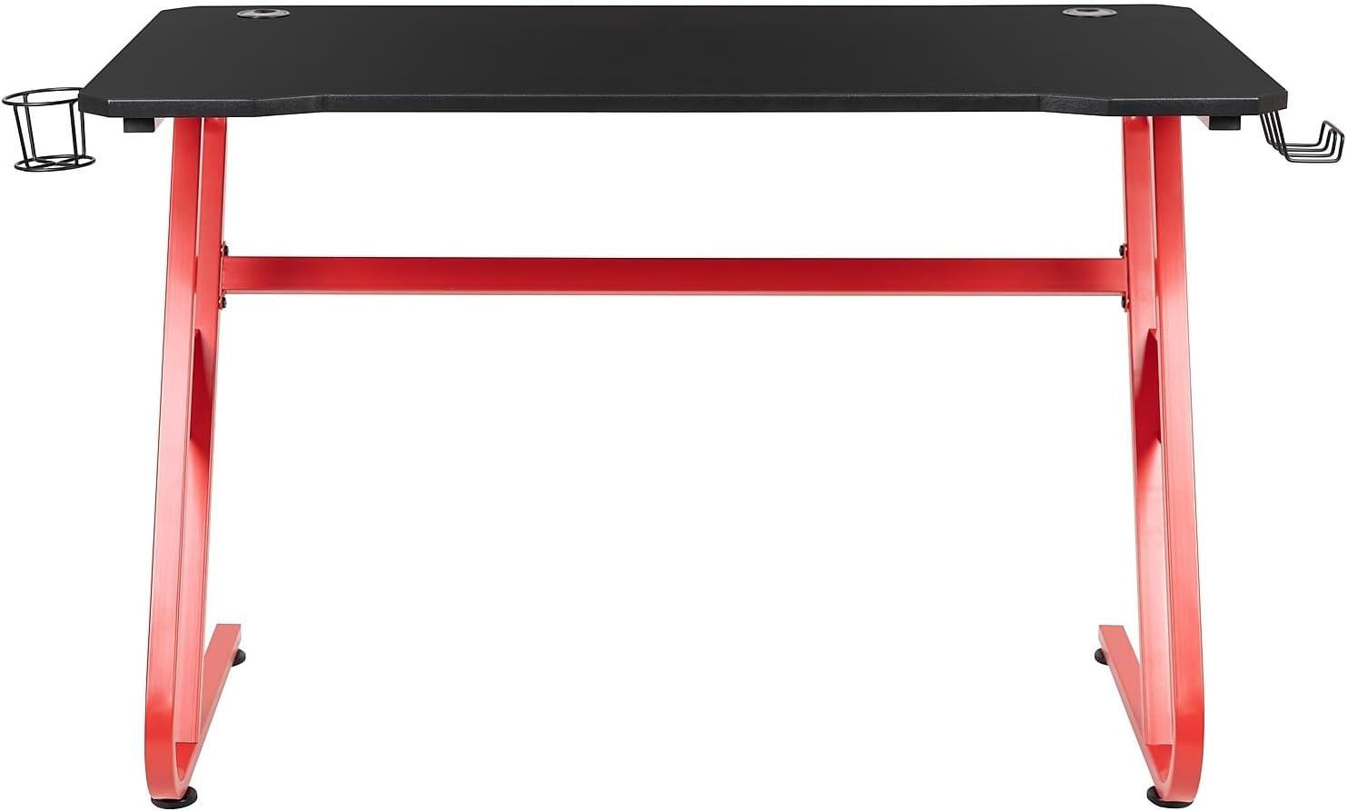 imageFlash Furniture Fisher Red Gaming Ergonomic Desk with Cup Holder and Headphone HookRed
