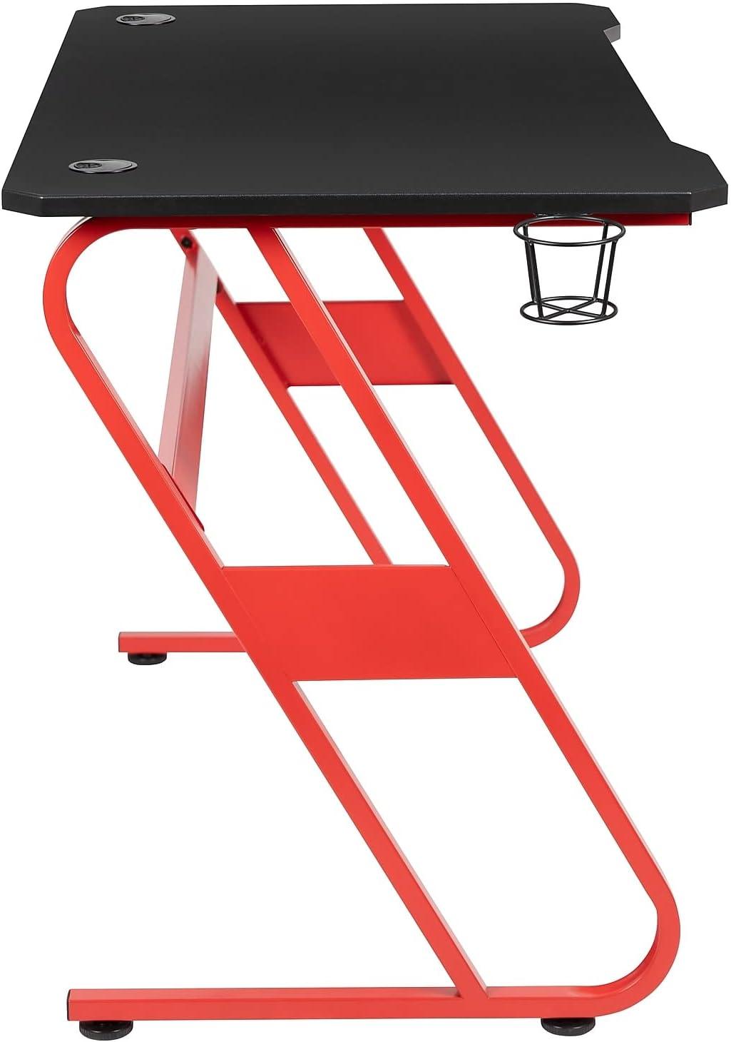 imageFlash Furniture Fisher Red Gaming Ergonomic Desk with Cup Holder and Headphone HookRed