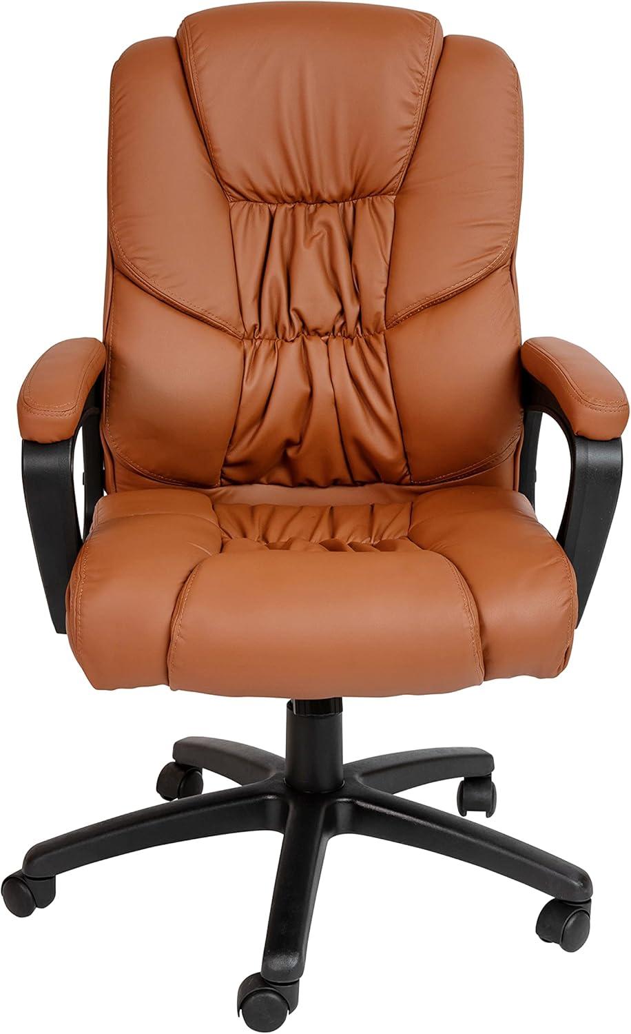 imageFlash Furniture Fundamentals Big ampamp Tall Swivel LeatherSoft Office and Gaming Chair Ergonomic Office Chair with Padded Armrests and Adjustable Height BlackBrown
