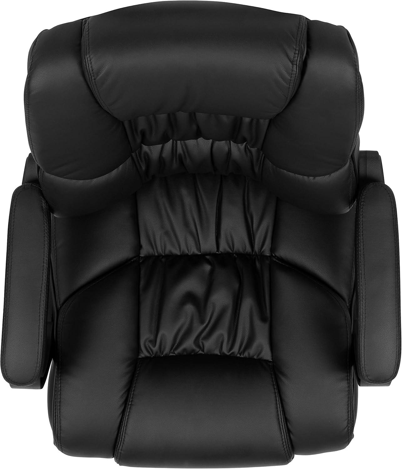 imageFlash Furniture Fundamentals Big ampamp Tall Swivel LeatherSoft Office and Gaming Chair Ergonomic Office Chair with Padded Armrests and Adjustable Height BlackBlack