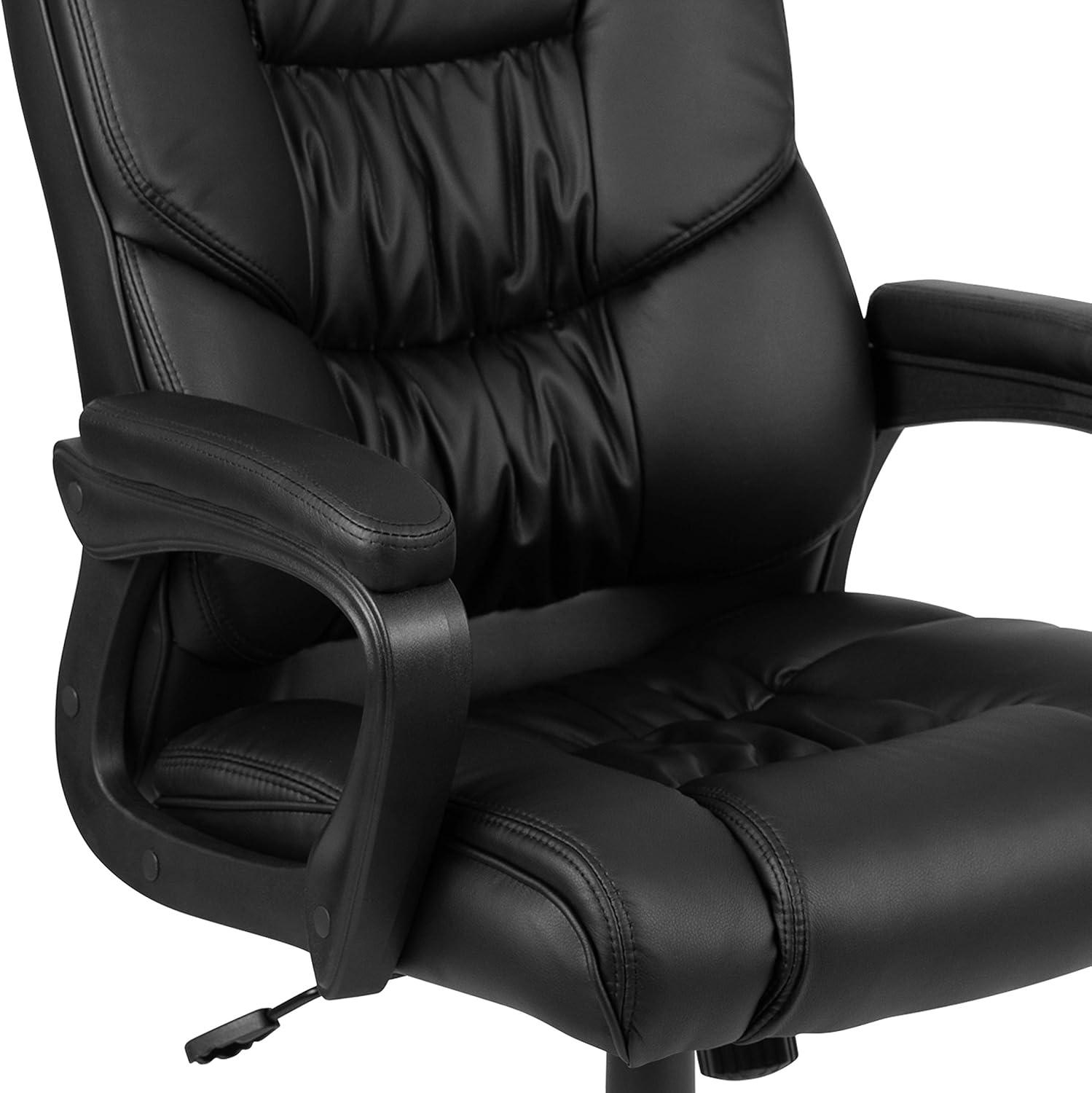 imageFlash Furniture Fundamentals Big ampamp Tall Swivel LeatherSoft Office and Gaming Chair Ergonomic Office Chair with Padded Armrests and Adjustable Height BlackBlack