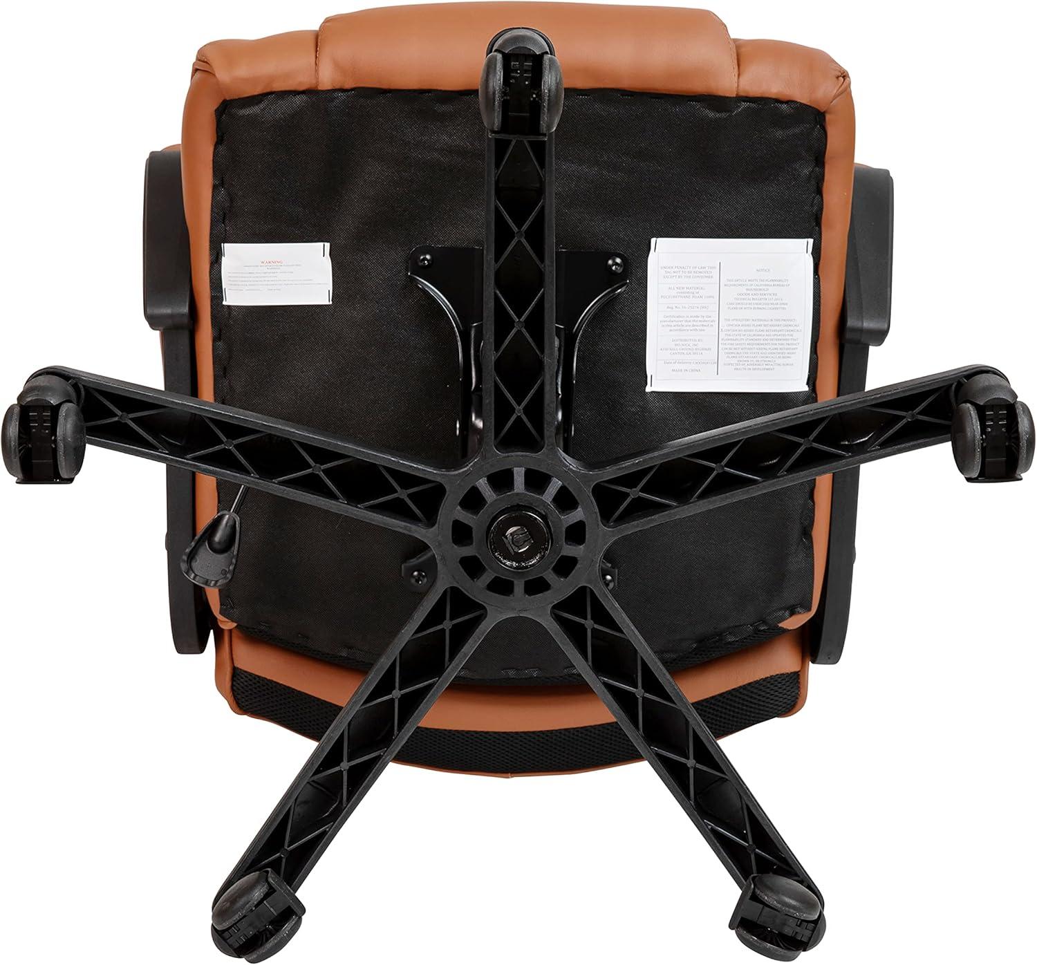 imageFlash Furniture Fundamentals Big ampamp Tall Swivel LeatherSoft Office and Gaming Chair Ergonomic Office Chair with Padded Armrests and Adjustable Height BlackBrown