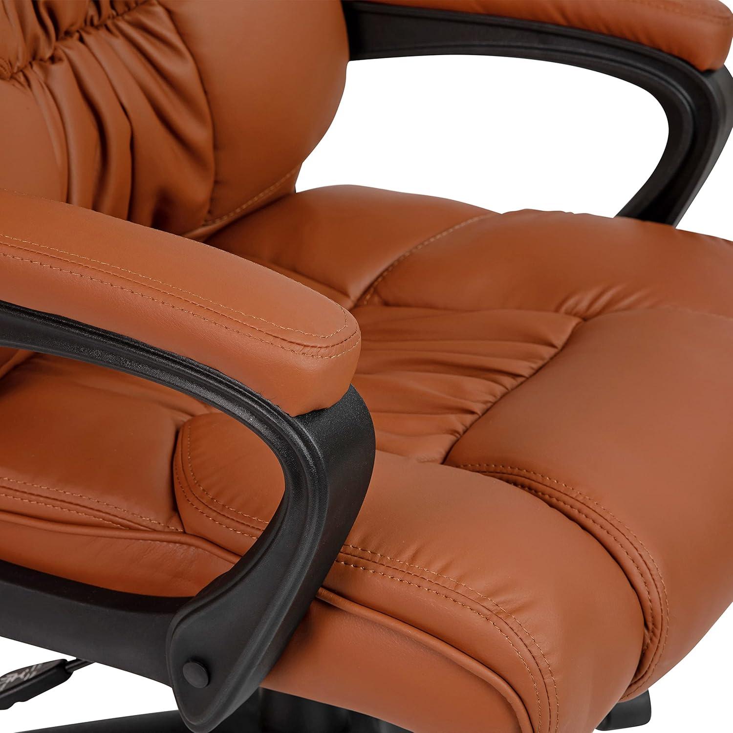 imageFlash Furniture Fundamentals Big ampamp Tall Swivel LeatherSoft Office and Gaming Chair Ergonomic Office Chair with Padded Armrests and Adjustable Height BlackBrown