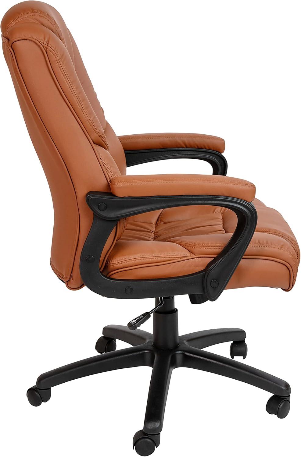 imageFlash Furniture Fundamentals Big ampamp Tall Swivel LeatherSoft Office and Gaming Chair Ergonomic Office Chair with Padded Armrests and Adjustable Height BlackBrown