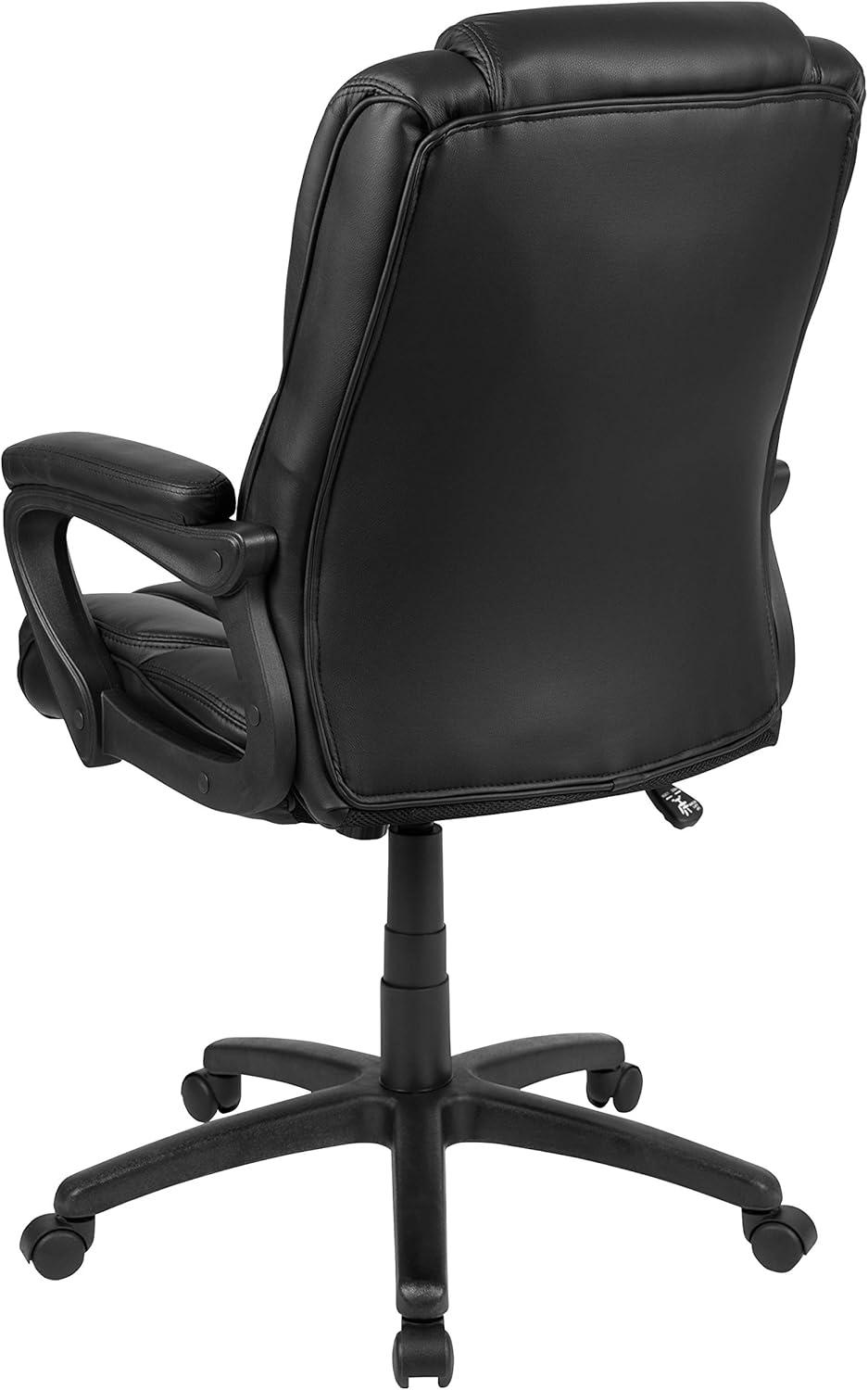 imageFlash Furniture Fundamentals Big ampamp Tall Swivel LeatherSoft Office and Gaming Chair Ergonomic Office Chair with Padded Armrests and Adjustable Height BlackBlack