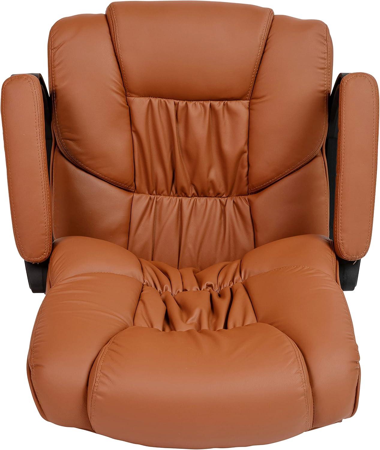 imageFlash Furniture Fundamentals Big ampamp Tall Swivel LeatherSoft Office and Gaming Chair Ergonomic Office Chair with Padded Armrests and Adjustable Height BlackBrown
