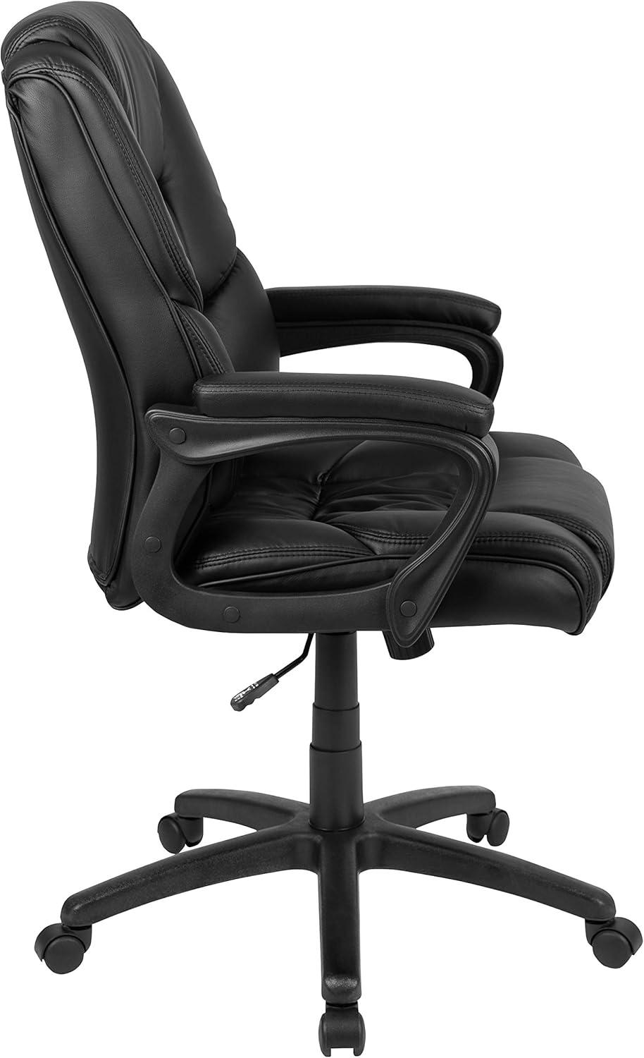 imageFlash Furniture Fundamentals Big ampamp Tall Swivel LeatherSoft Office and Gaming Chair Ergonomic Office Chair with Padded Armrests and Adjustable Height BlackBlack