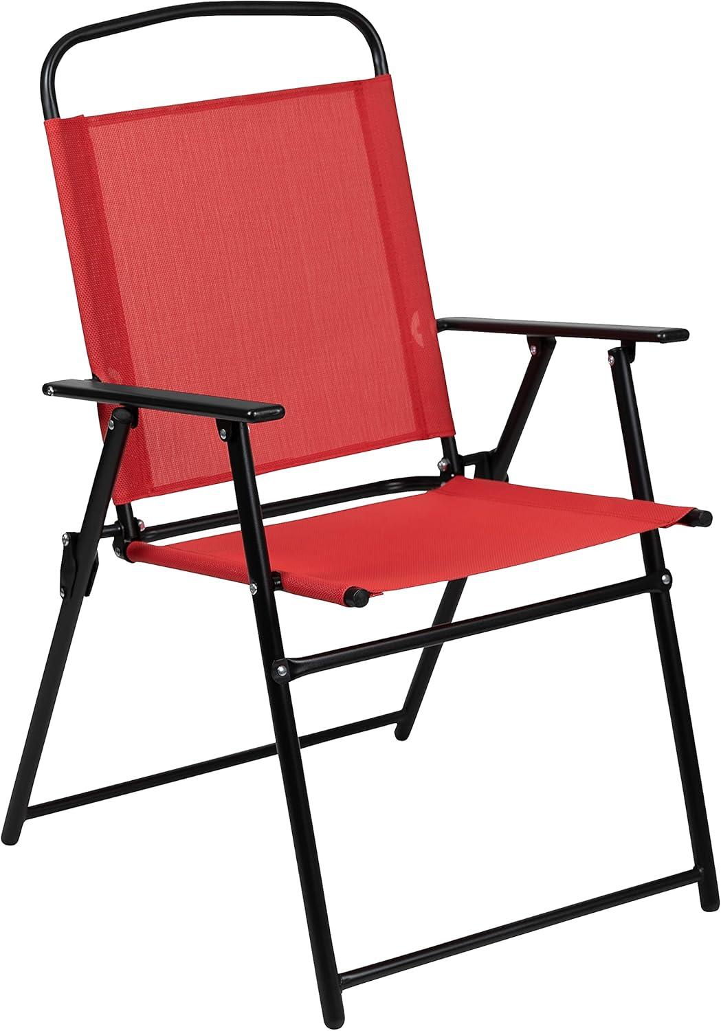 imageFlash Furniture GM202012RDGG Glass Patio Table and Chair Sets Red