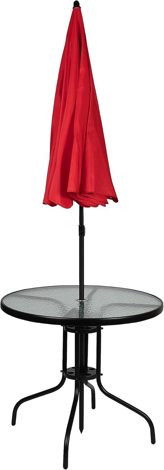 imageFlash Furniture GM202012RDGG Glass Patio Table and Chair Sets Red