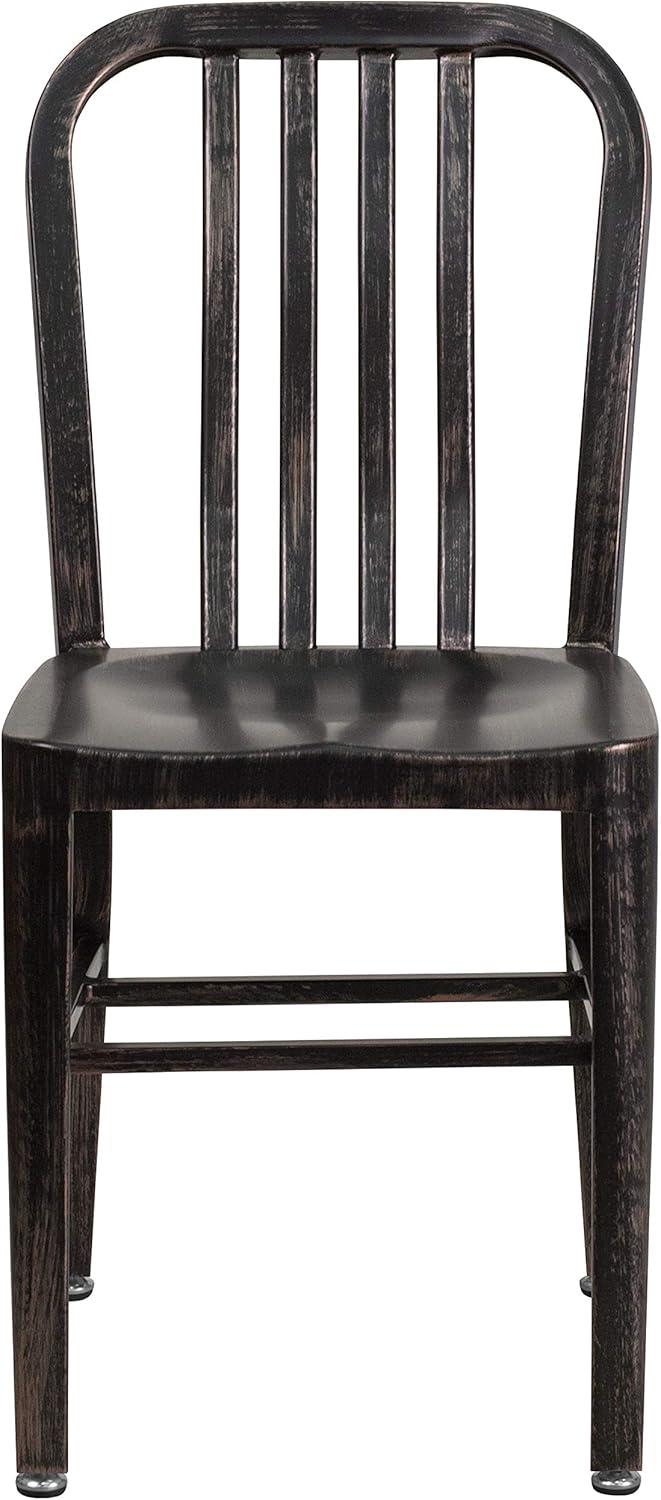 imageFlash Furniture Gael Commercial Grade 2 Pack Yellow Metal IndoorOutdoor ChairBlackantique Gold