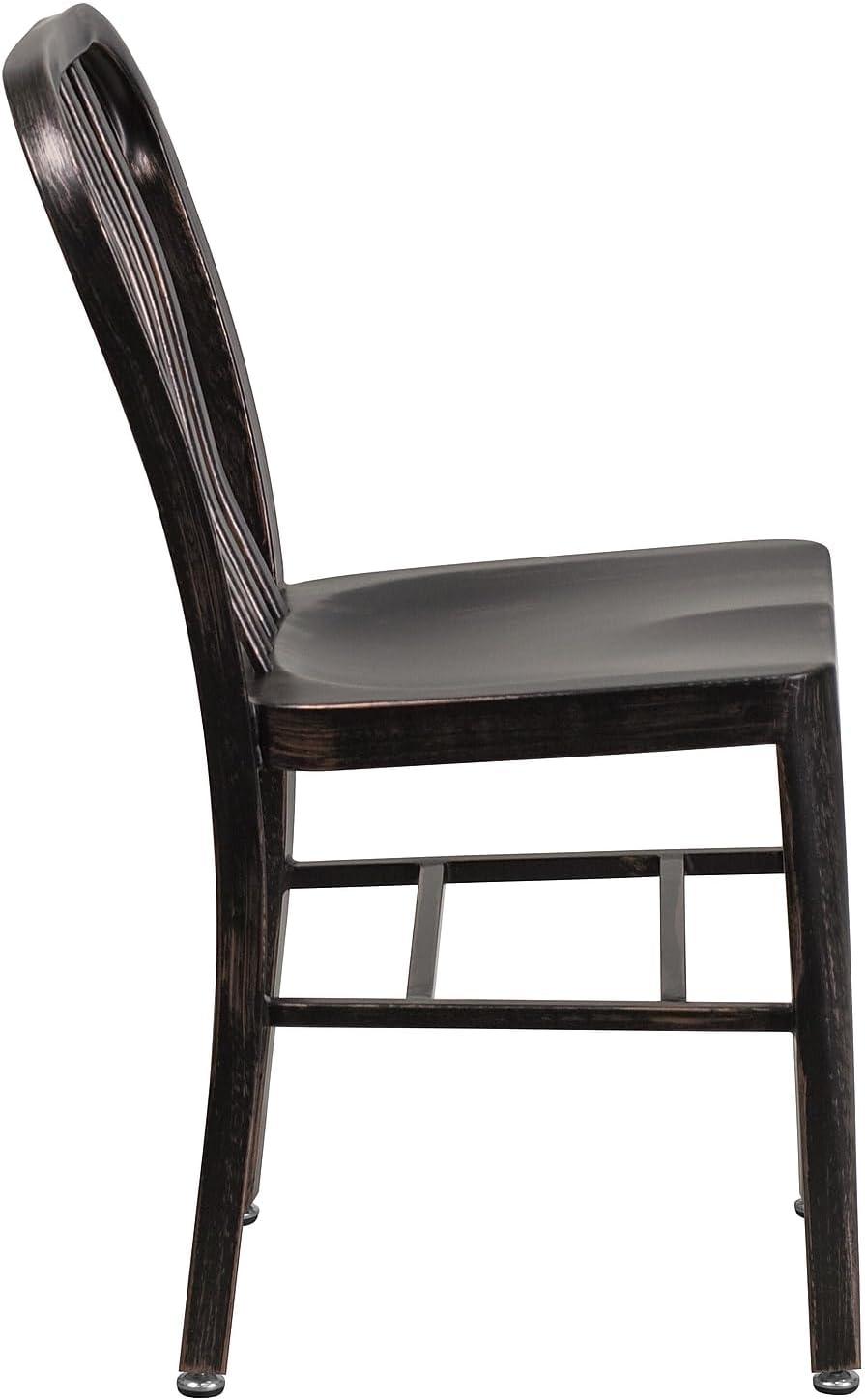 imageFlash Furniture Gael Commercial Grade 2 Pack Yellow Metal IndoorOutdoor ChairBlackantique Gold