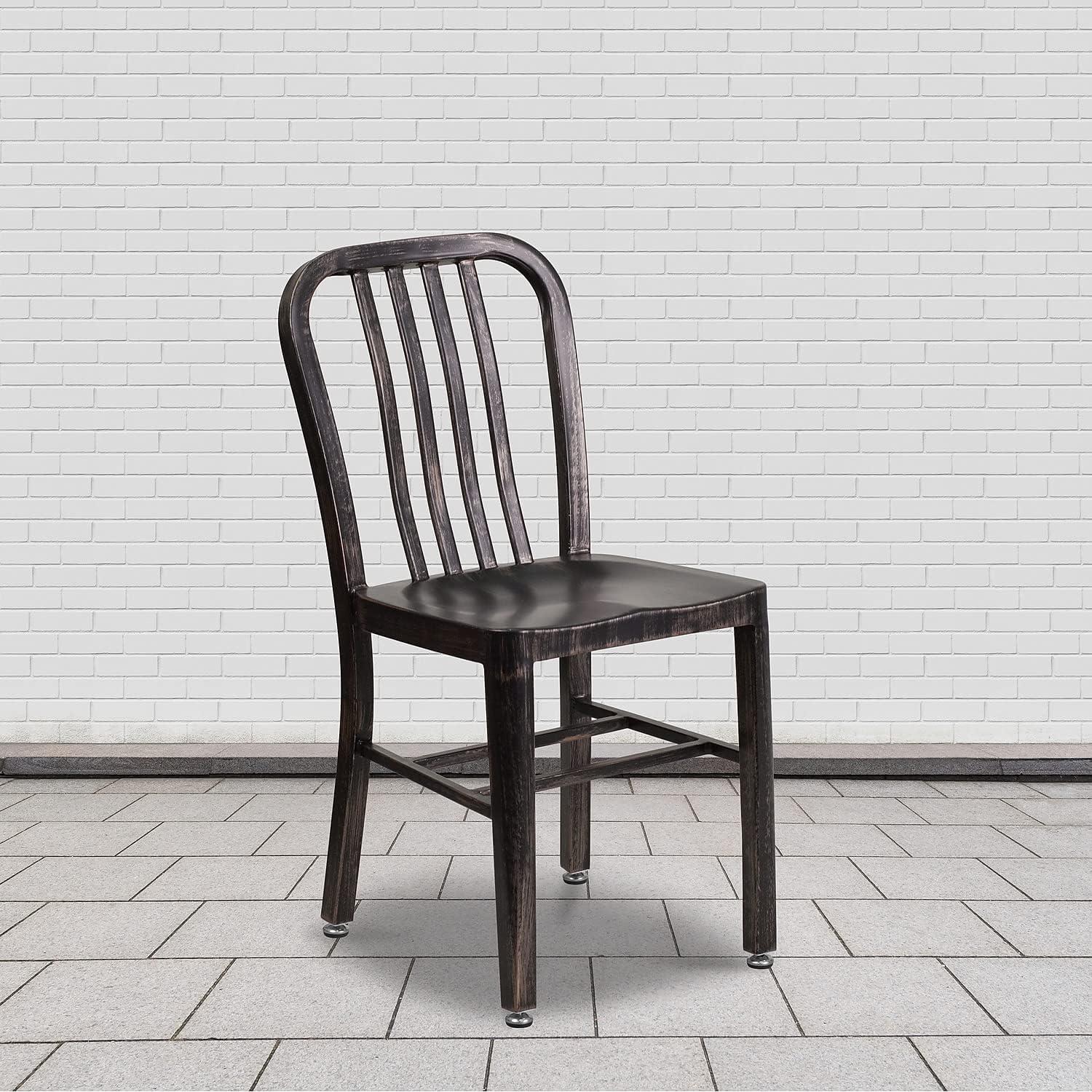 imageFlash Furniture Gael Commercial Grade 2 Pack Yellow Metal IndoorOutdoor ChairBlackantique Gold