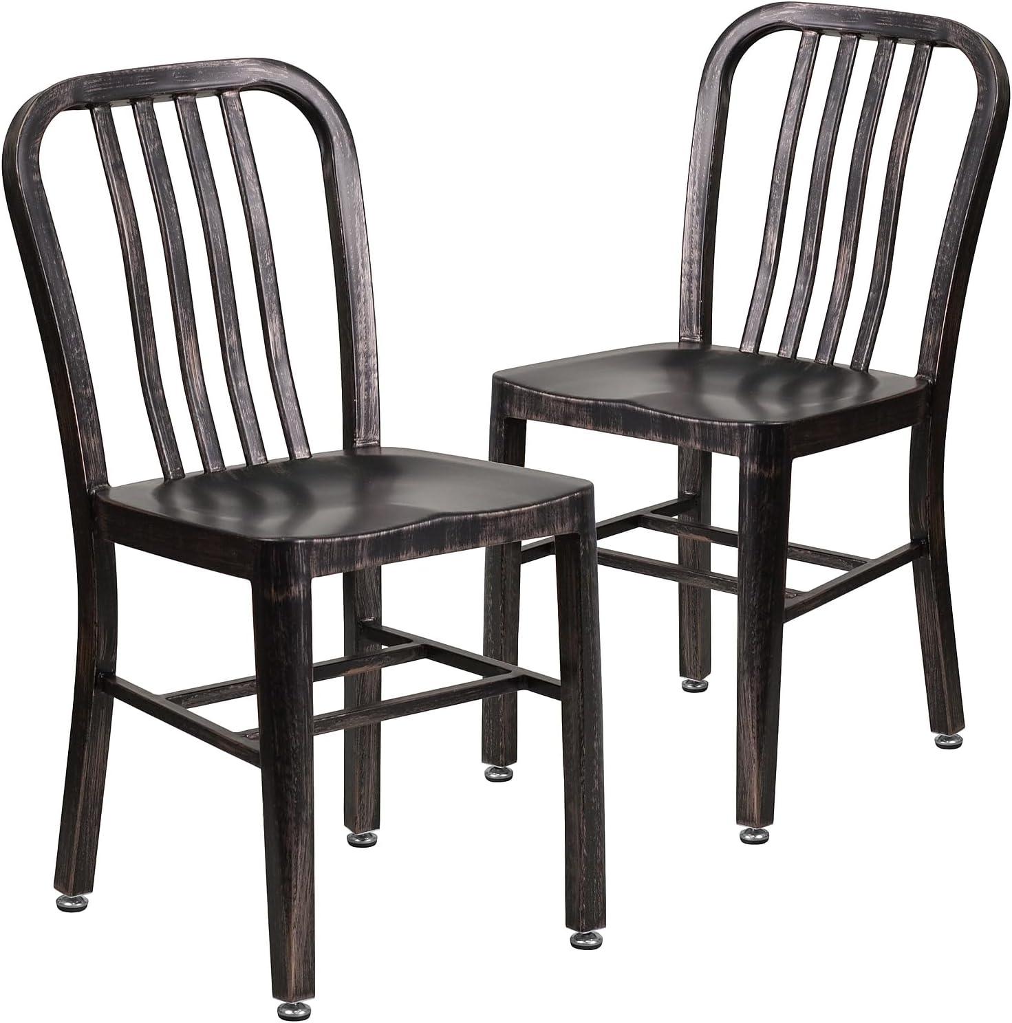 imageFlash Furniture Gael Commercial Grade 2 Pack Yellow Metal IndoorOutdoor ChairBlackantique Gold
