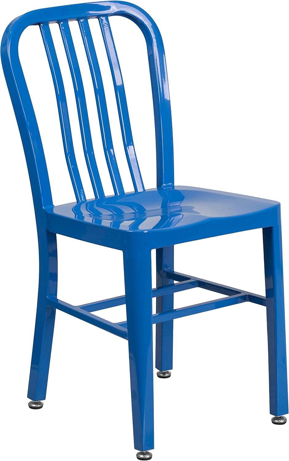 imageFlash Furniture Gael Commercial Grade 2 Pack Yellow Metal IndoorOutdoor ChairBlue