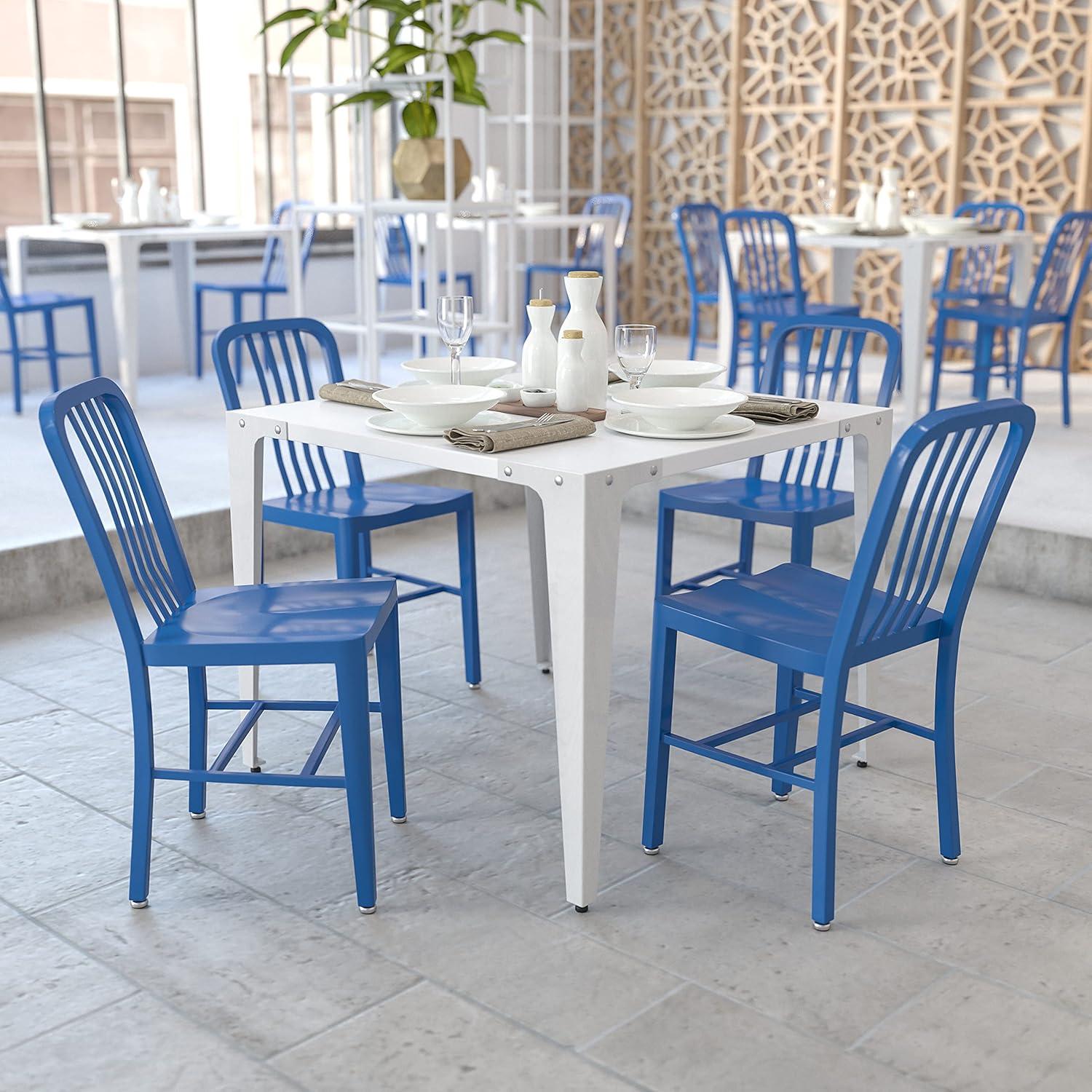 imageFlash Furniture Gael Commercial Grade 2 Pack Yellow Metal IndoorOutdoor ChairBlue