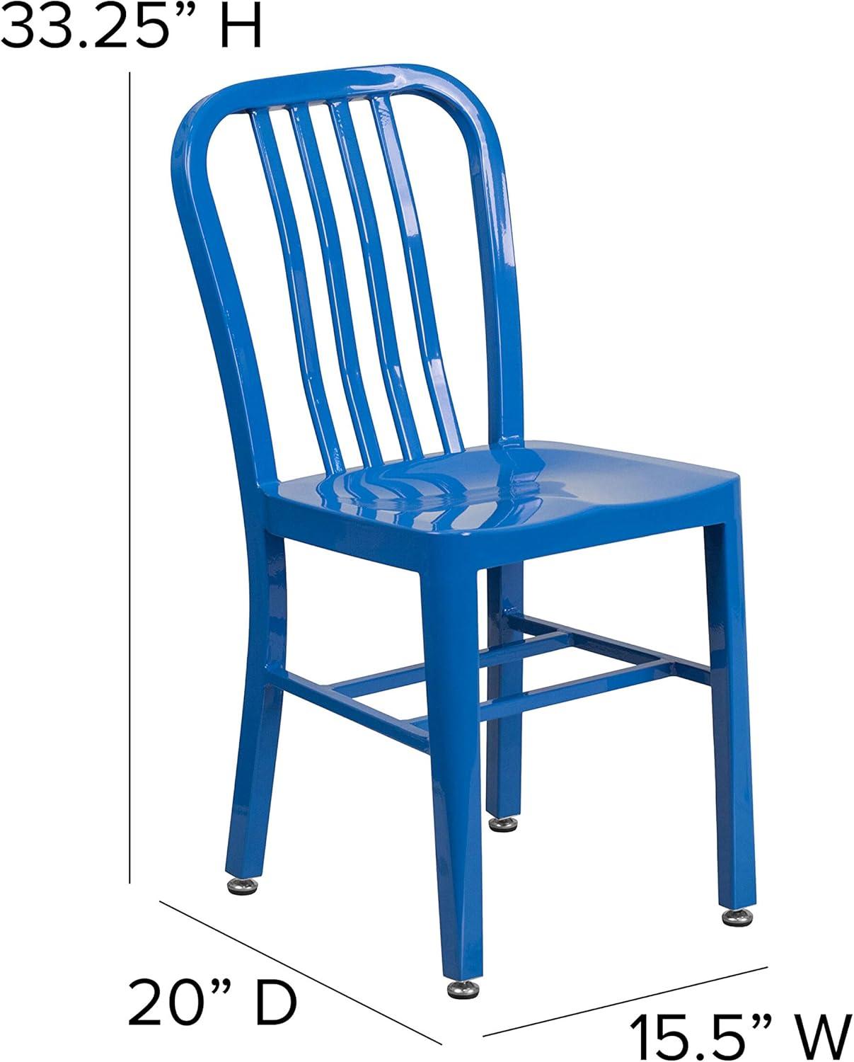 imageFlash Furniture Gael Commercial Grade 2 Pack Yellow Metal IndoorOutdoor ChairBlue