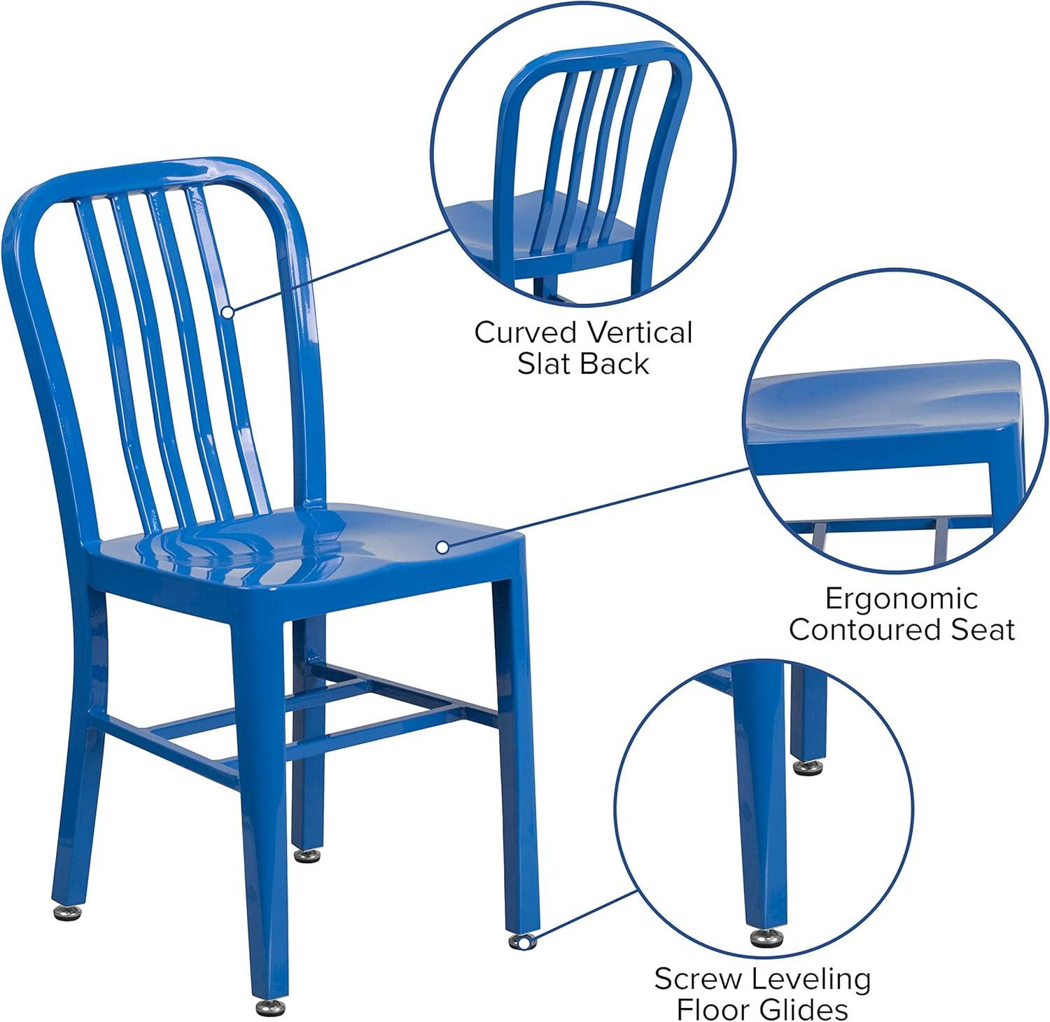 imageFlash Furniture Gael Commercial Grade 2 Pack Yellow Metal IndoorOutdoor ChairBlue