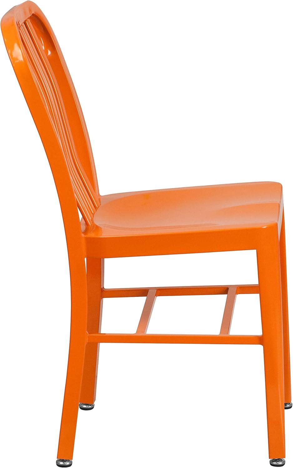 imageFlash Furniture Gael Commercial Grade 2 Pack Yellow Metal IndoorOutdoor ChairOrange