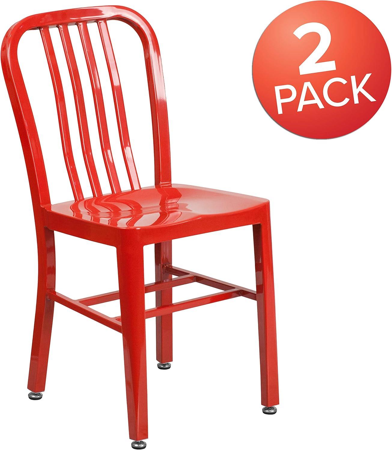 imageFlash Furniture Gael Commercial Grade 2 Pack Yellow Metal IndoorOutdoor ChairRed