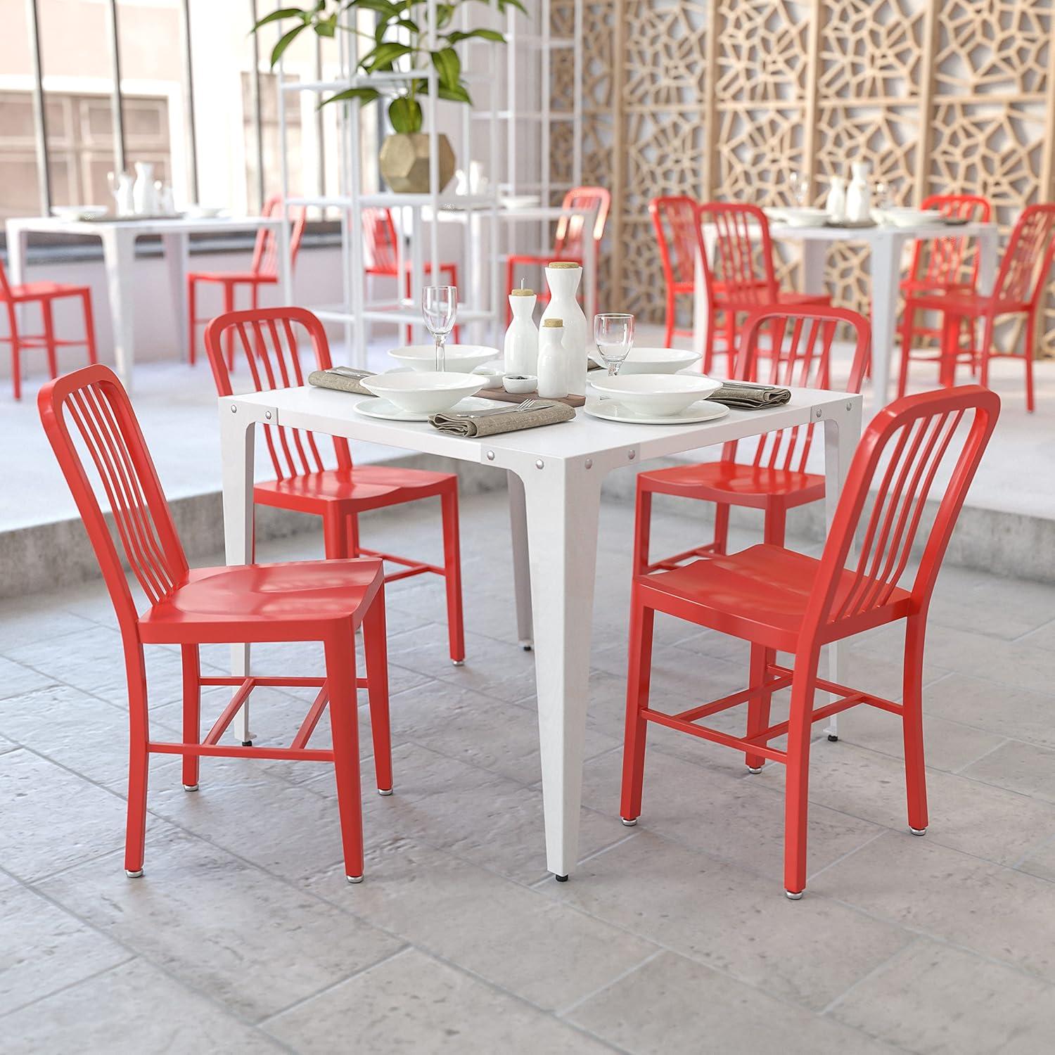 imageFlash Furniture Gael Commercial Grade 2 Pack Yellow Metal IndoorOutdoor ChairRed