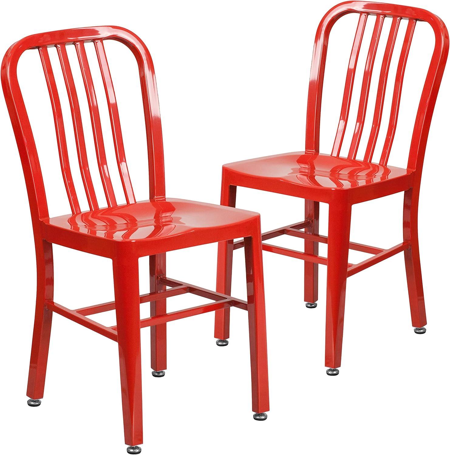 imageFlash Furniture Gael Commercial Grade 2 Pack Yellow Metal IndoorOutdoor ChairRed