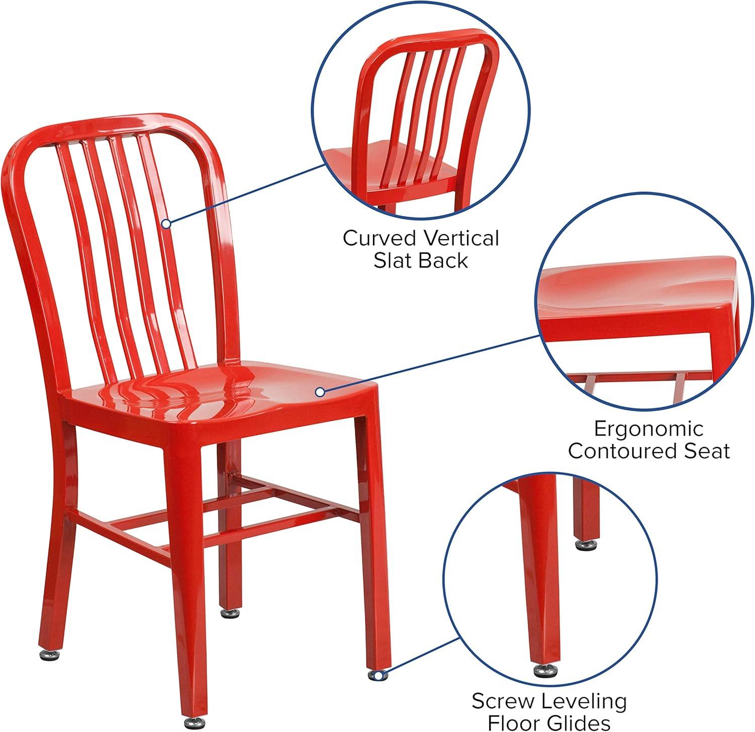 imageFlash Furniture Gael Commercial Grade 2 Pack Yellow Metal IndoorOutdoor ChairRed